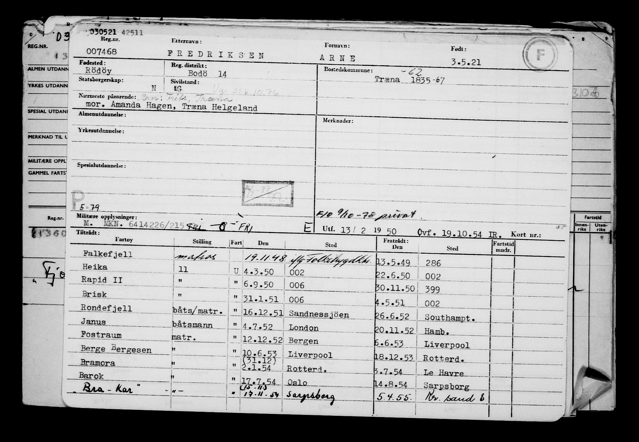 Direktoratet for sjømenn, AV/RA-S-3545/G/Gb/L0193: Hovedkort, 1921, s. 144