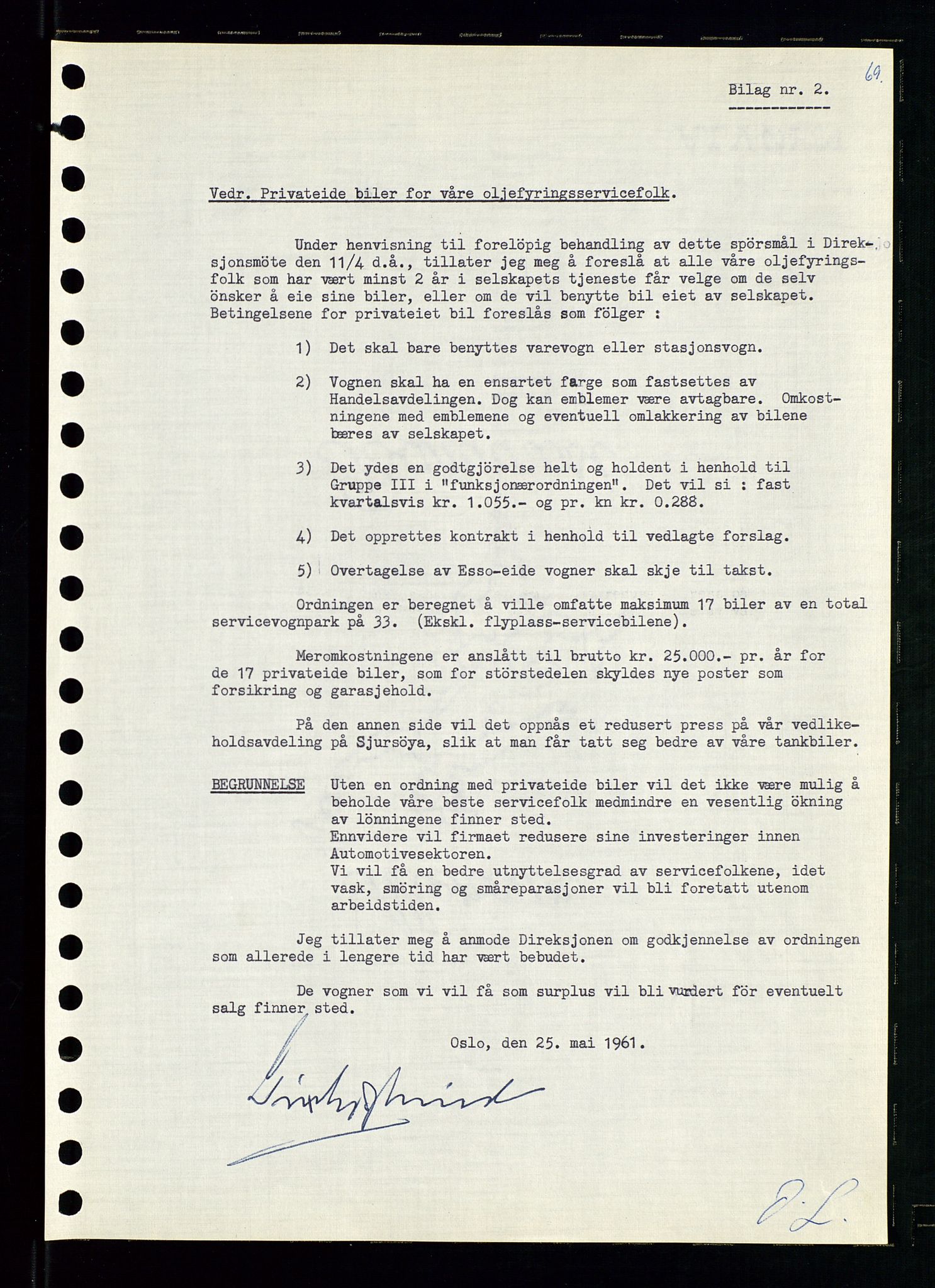 Pa 0982 - Esso Norge A/S, SAST/A-100448/A/Aa/L0001/0002: Den administrerende direksjon Board minutes (styrereferater) / Den administrerende direksjon Board minutes (styrereferater), 1960-1961, s. 116