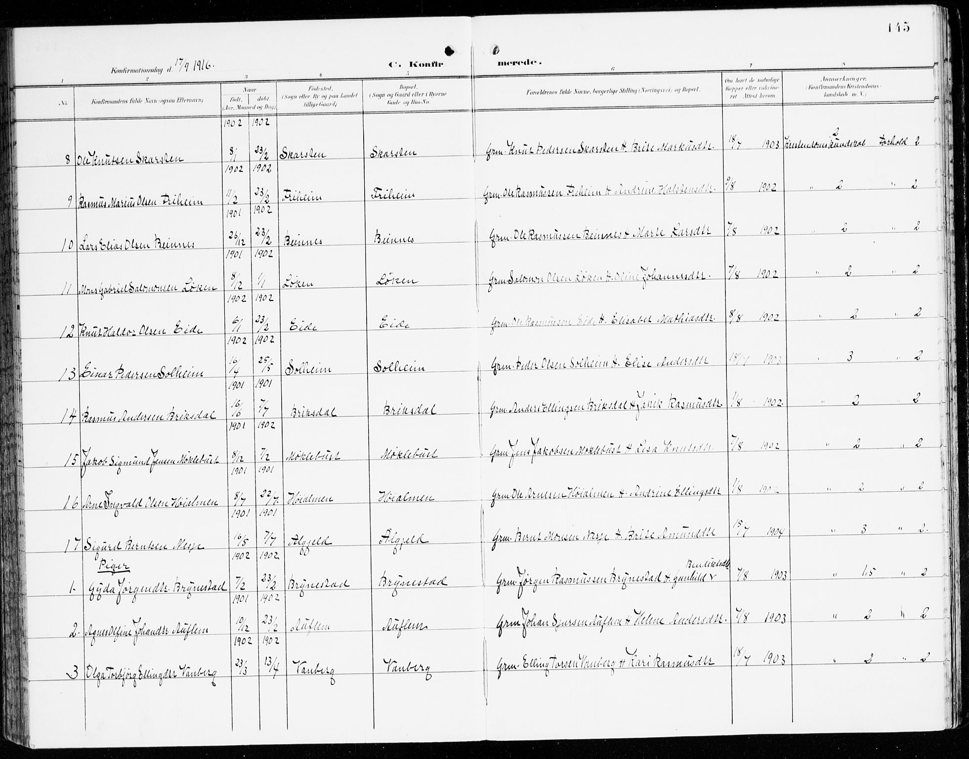 Innvik sokneprestembete, AV/SAB-A-80501: Ministerialbok nr. C 2, 1900-1920, s. 145