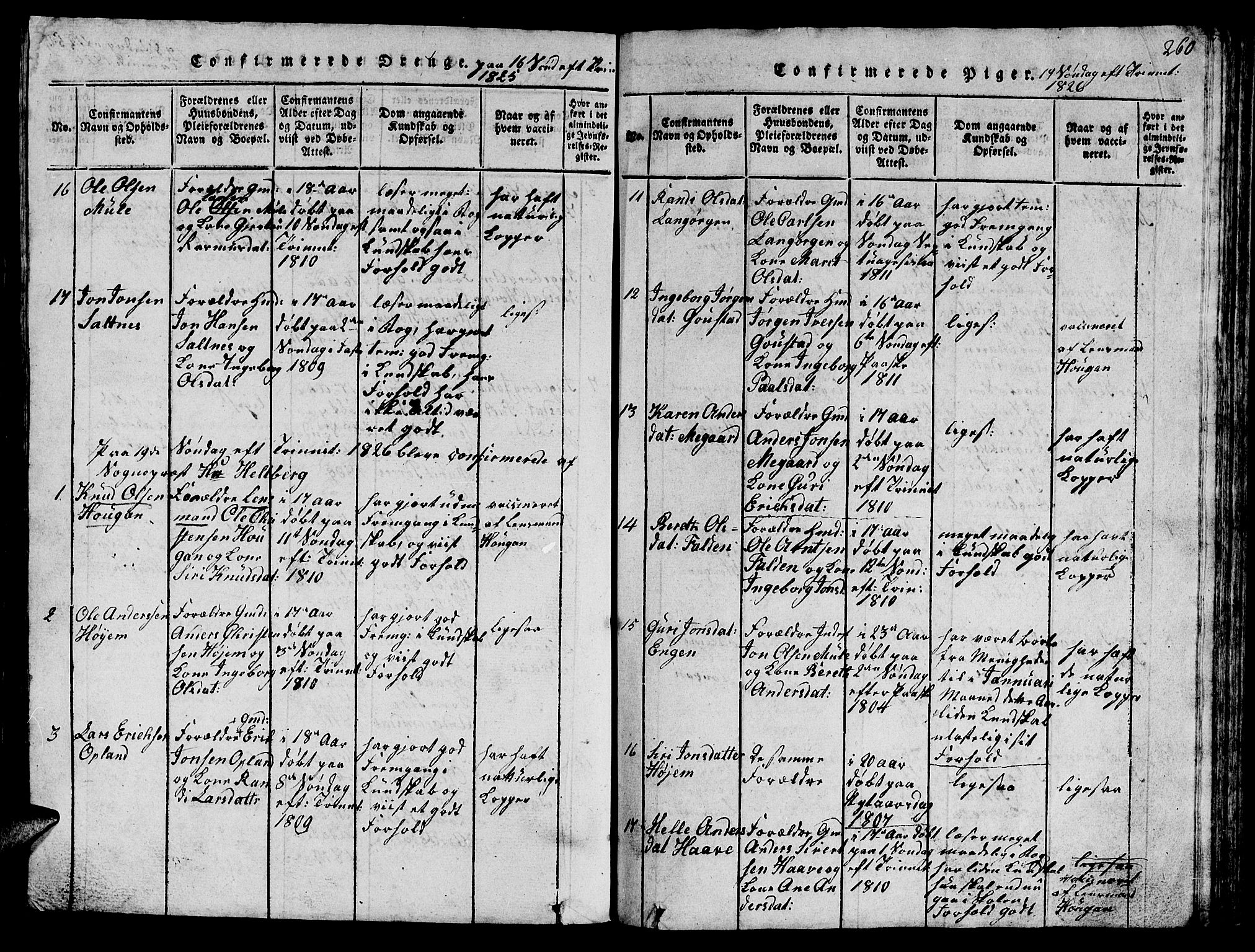 Ministerialprotokoller, klokkerbøker og fødselsregistre - Sør-Trøndelag, AV/SAT-A-1456/612/L0385: Klokkerbok nr. 612C01, 1816-1845, s. 260