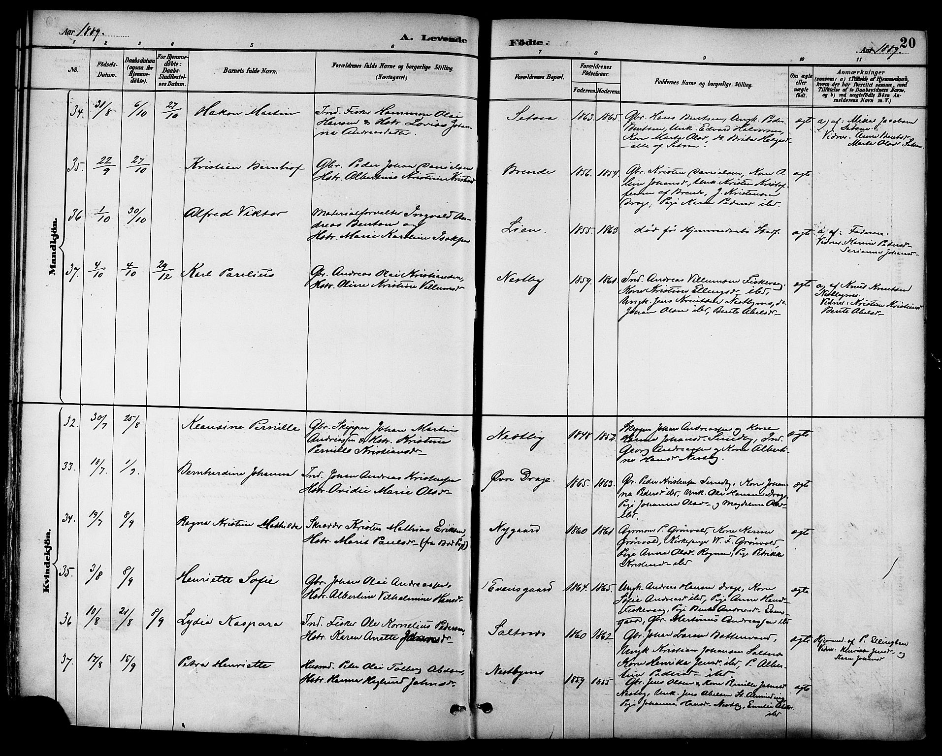 Ministerialprotokoller, klokkerbøker og fødselsregistre - Nordland, AV/SAT-A-1459/847/L0669: Ministerialbok nr. 847A09, 1887-1901, s. 20