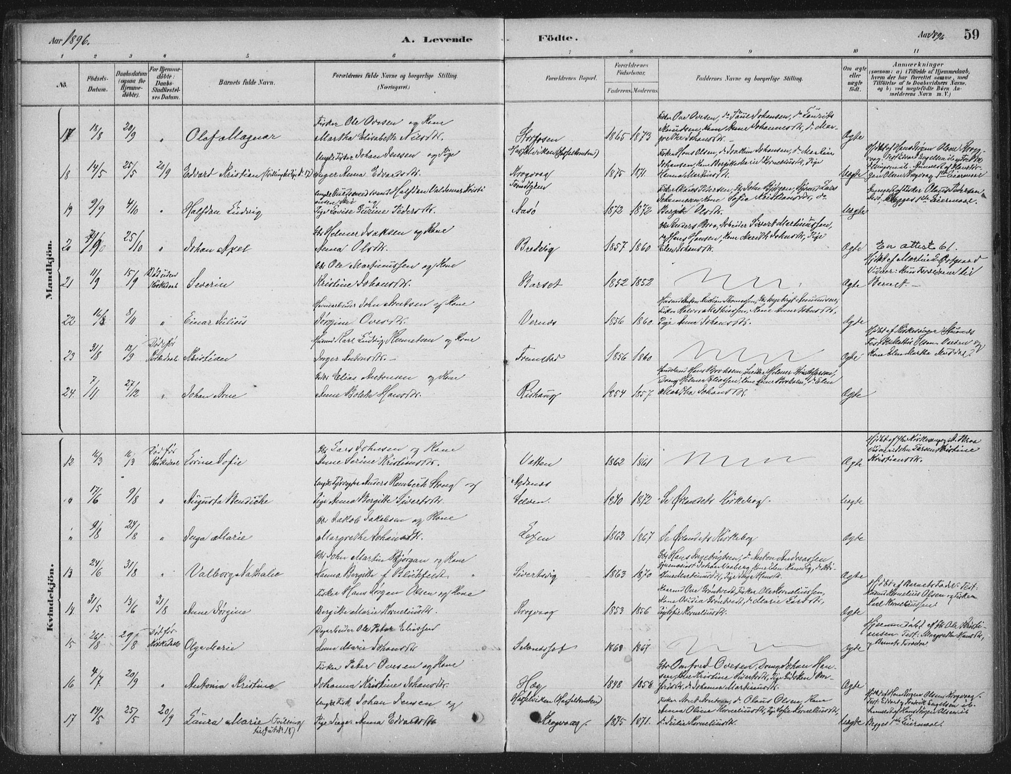 Ministerialprotokoller, klokkerbøker og fødselsregistre - Sør-Trøndelag, SAT/A-1456/662/L0755: Ministerialbok nr. 662A01, 1879-1905, s. 59