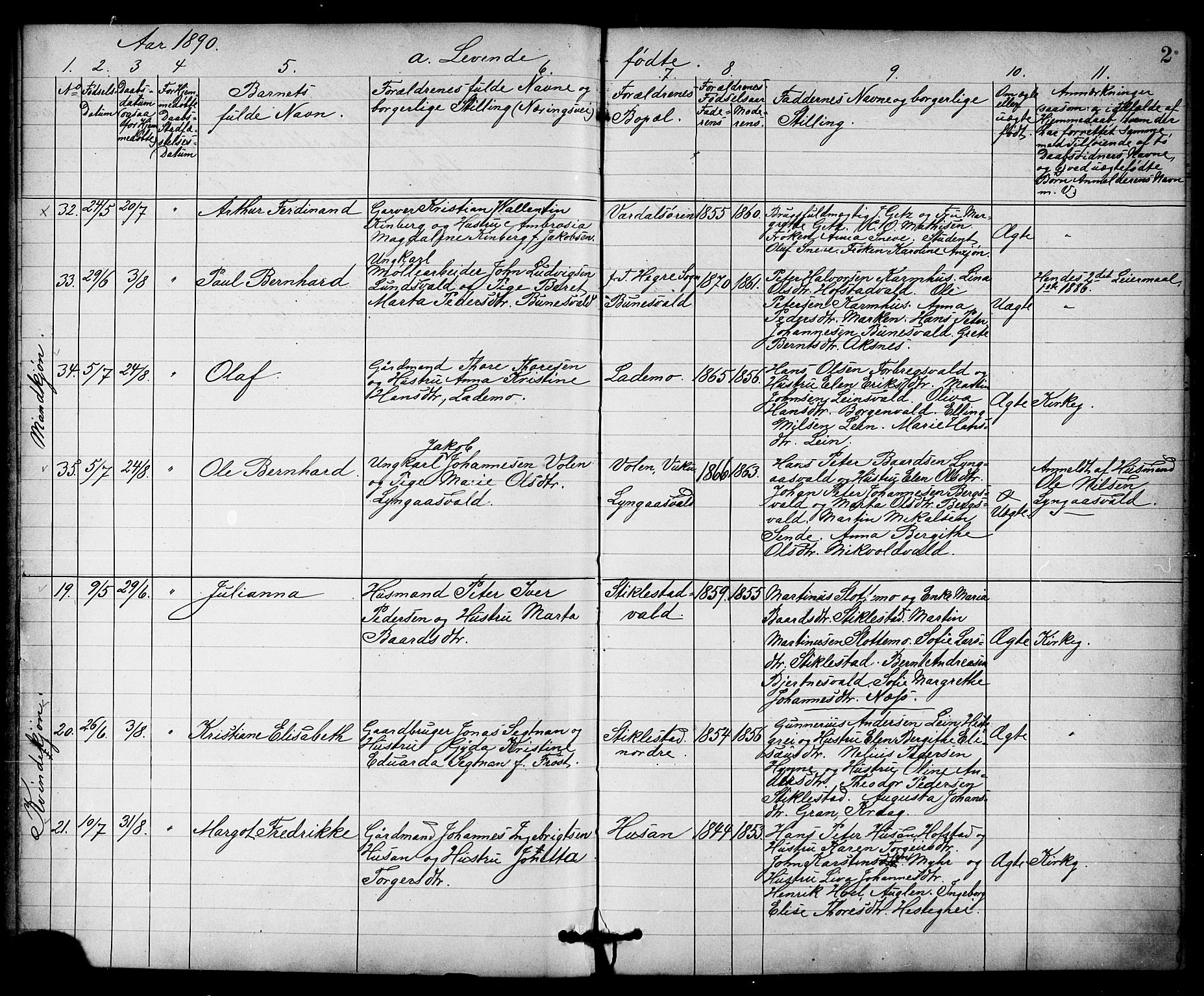 Ministerialprotokoller, klokkerbøker og fødselsregistre - Nord-Trøndelag, SAT/A-1458/723/L0257: Klokkerbok nr. 723C05, 1890-1907, s. 2