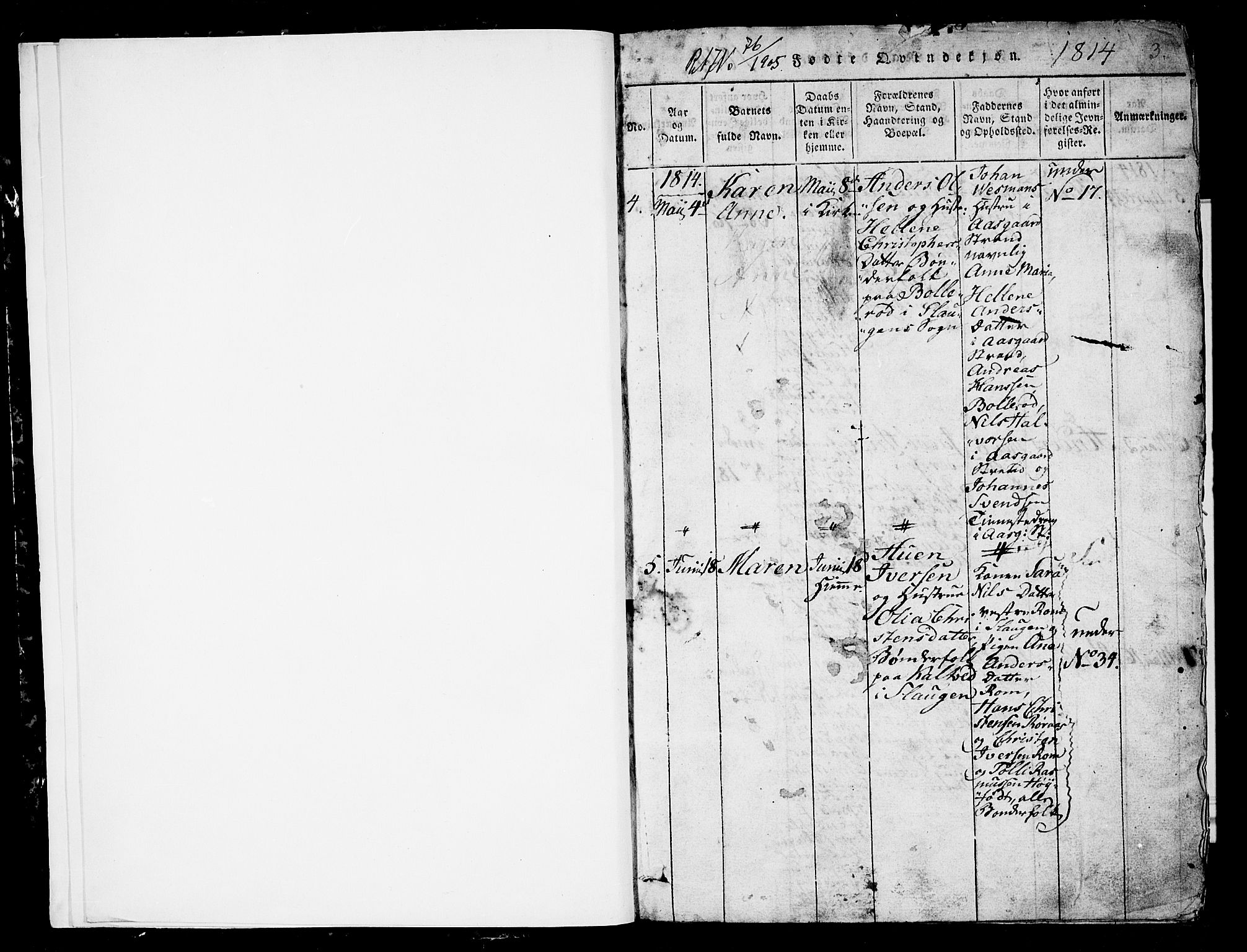 Sem kirkebøker, AV/SAKO-A-5/G/Ga/L0001: Klokkerbok nr. I 1, 1814-1825, s. 2-3