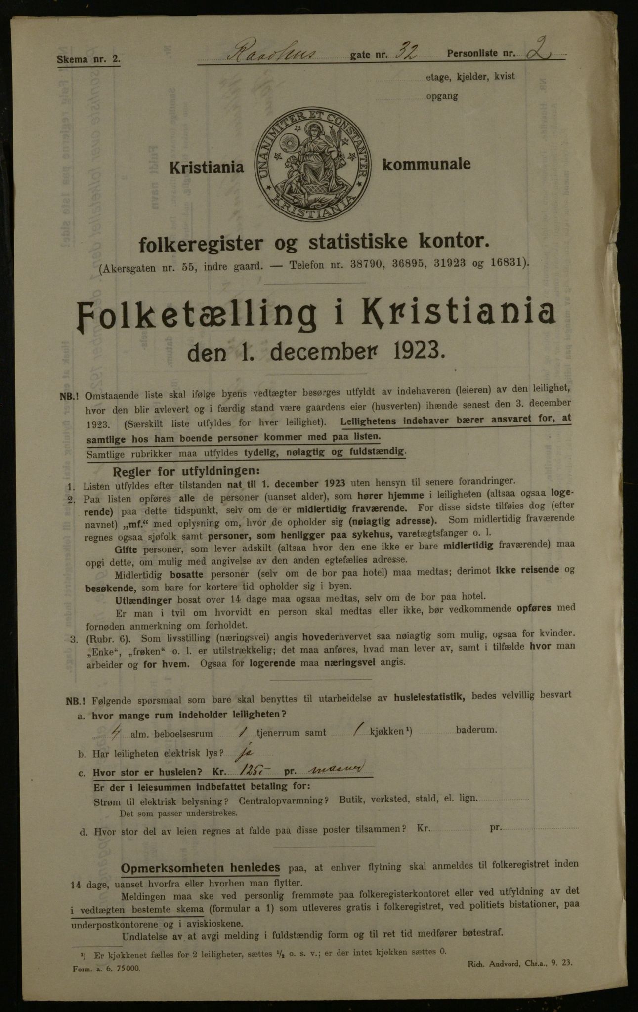 OBA, Kommunal folketelling 1.12.1923 for Kristiania, 1923, s. 95533