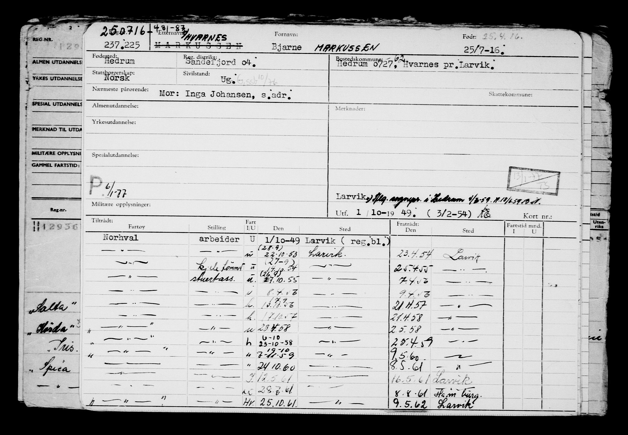 Direktoratet for sjømenn, AV/RA-S-3545/G/Gb/L0141: Hovedkort, 1916, s. 196