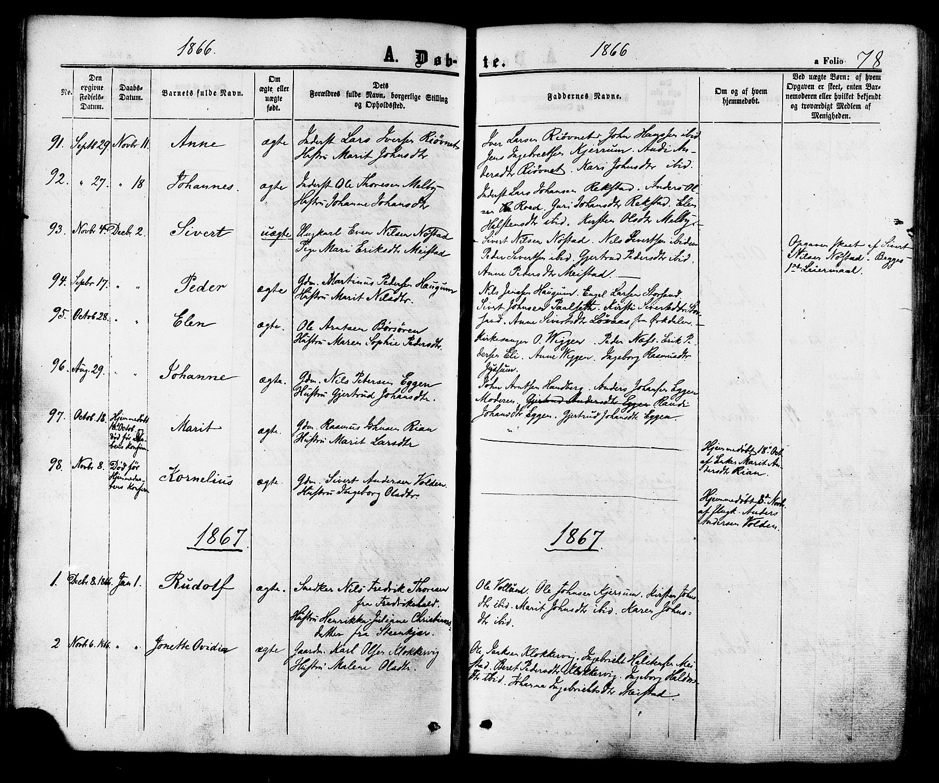 Ministerialprotokoller, klokkerbøker og fødselsregistre - Sør-Trøndelag, SAT/A-1456/665/L0772: Ministerialbok nr. 665A07, 1856-1878, s. 78