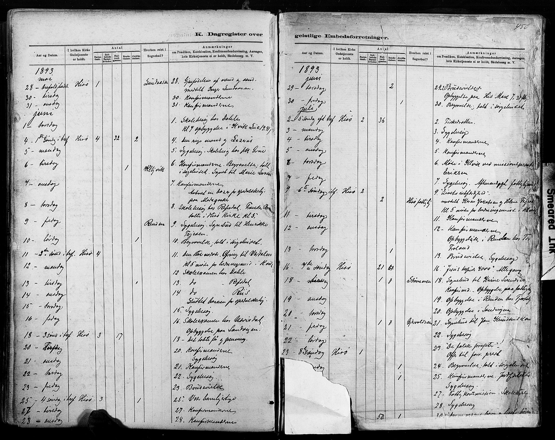 Hisøy sokneprestkontor, AV/SAK-1111-0020/F/Fa/L0003: Ministerialbok nr. A 3, 1881-1894, s. 456