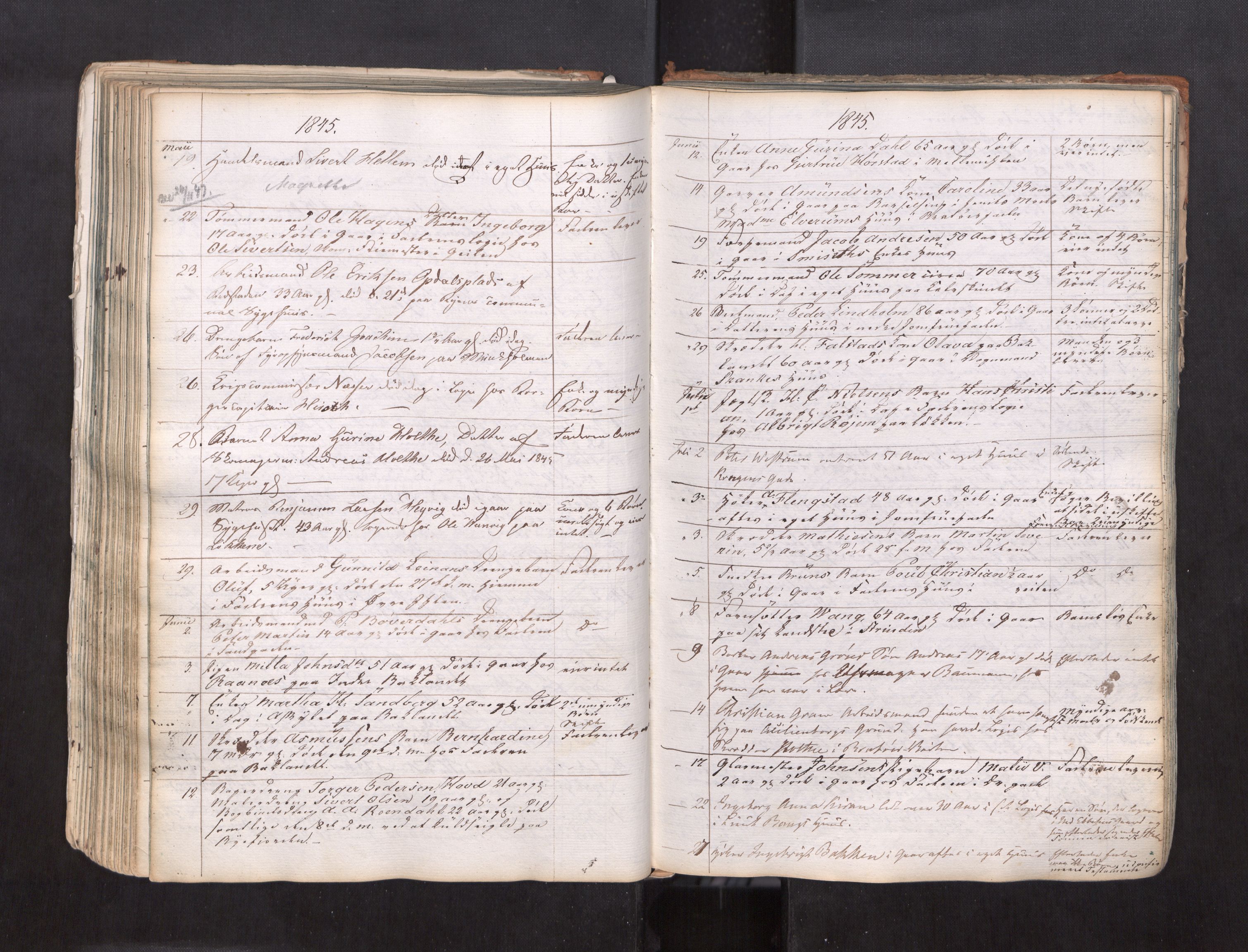 Trondheim byfogd, AV/SAT-A-0003/1/3/3L/L0001: Dødsanmeldelsesprotokoll, 1823-1870