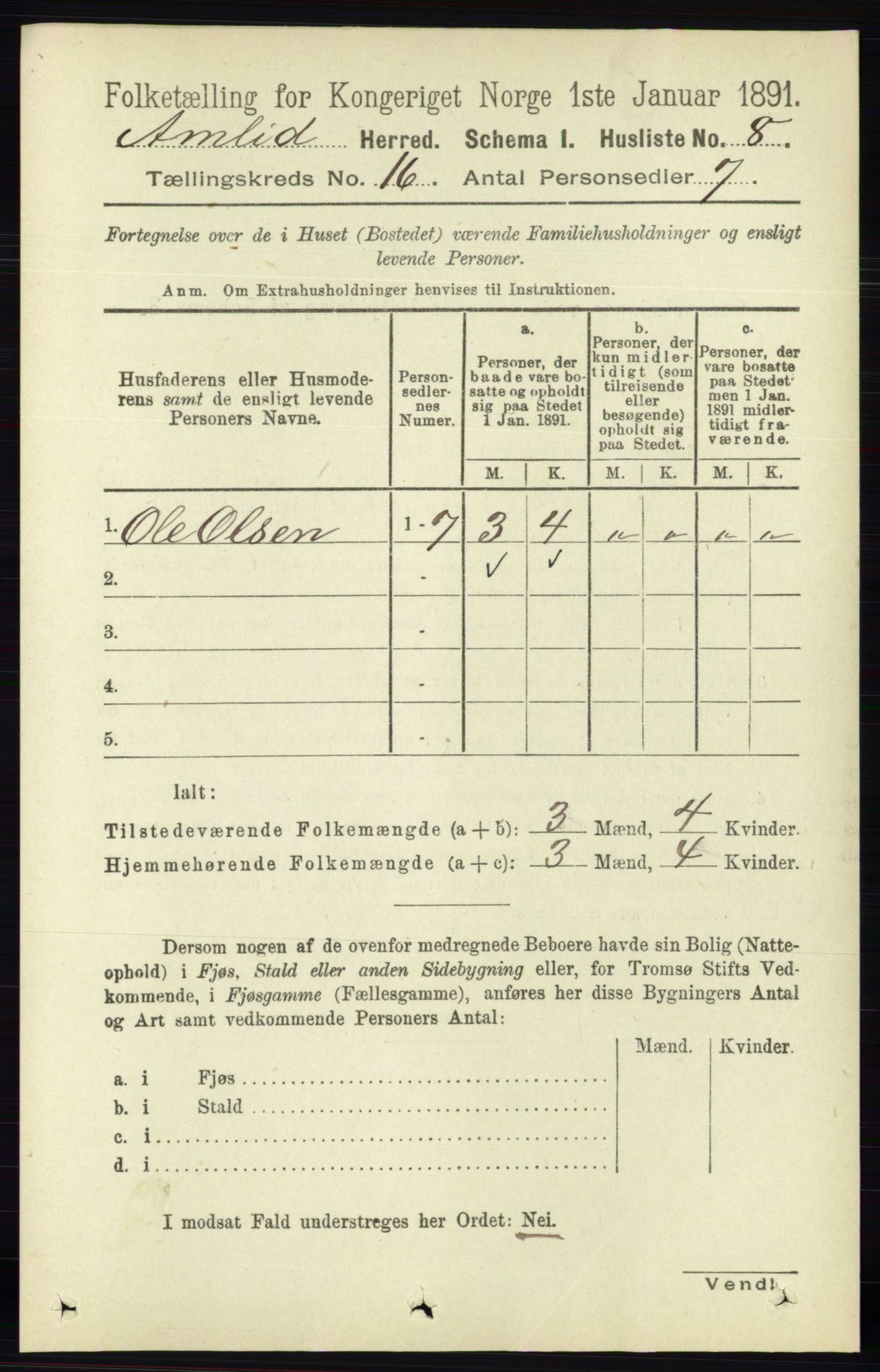 RA, Folketelling 1891 for 0929 Åmli herred, 1891, s. 2677