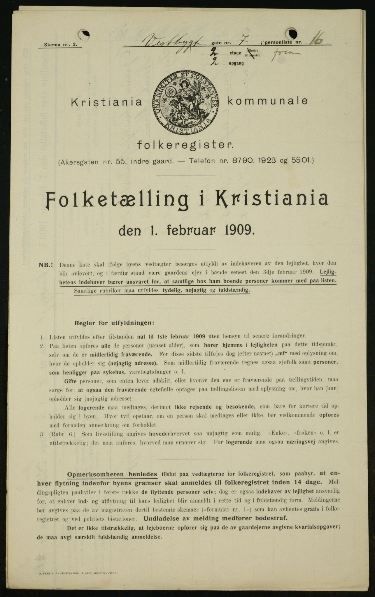 OBA, Kommunal folketelling 1.2.1909 for Kristiania kjøpstad, 1909, s. 90528