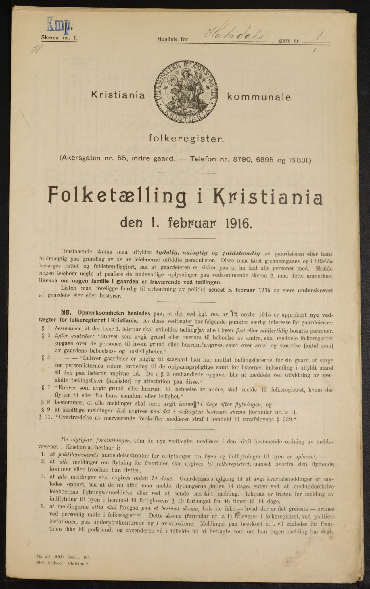 OBA, Kommunal folketelling 1.2.1916 for Kristiania, 1916, s. 34543