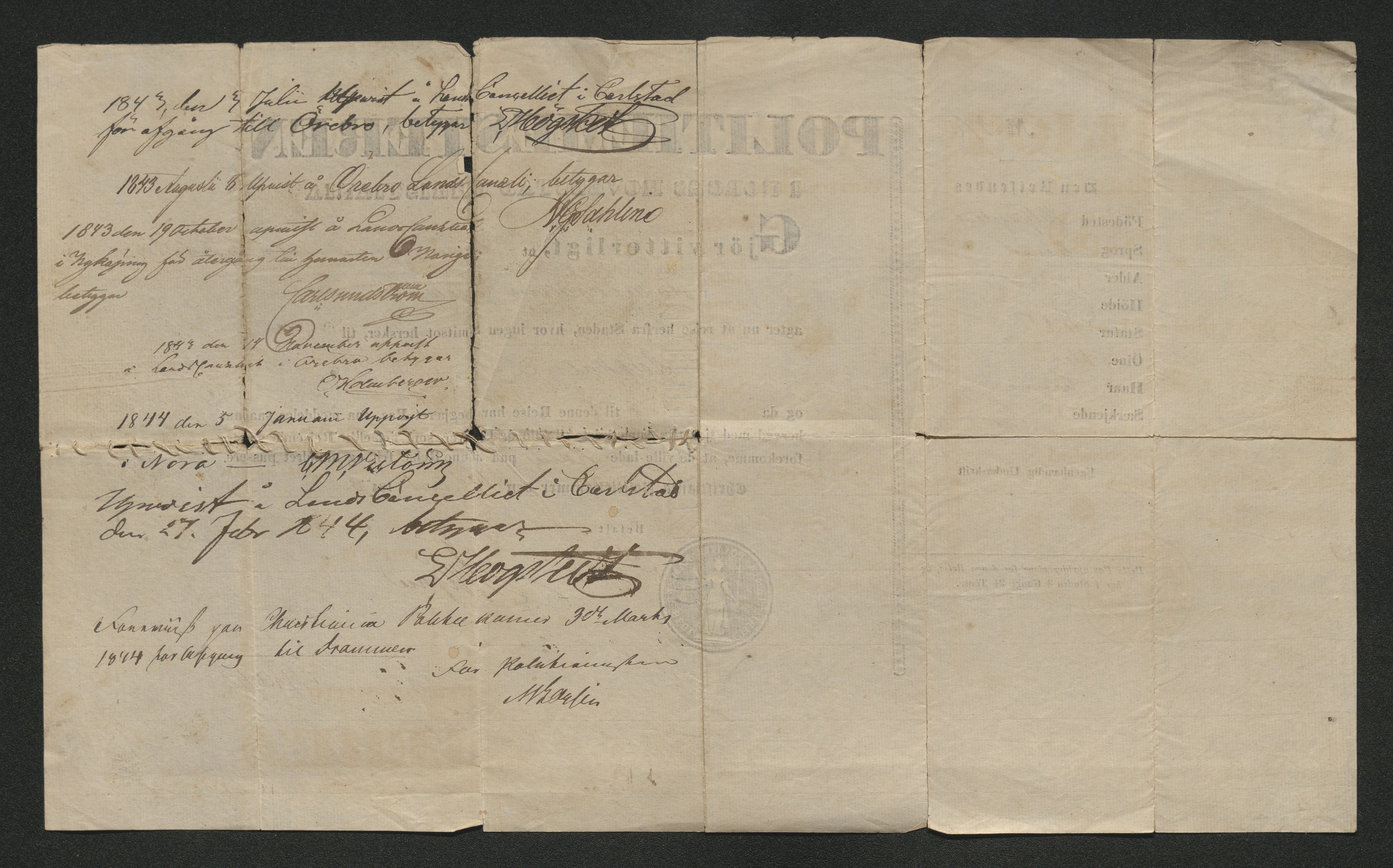 Drammen politikammer, SAKO/A-623/I/Ia/Iab/L0007: Innleverte pass, 1843-1844, s. 509