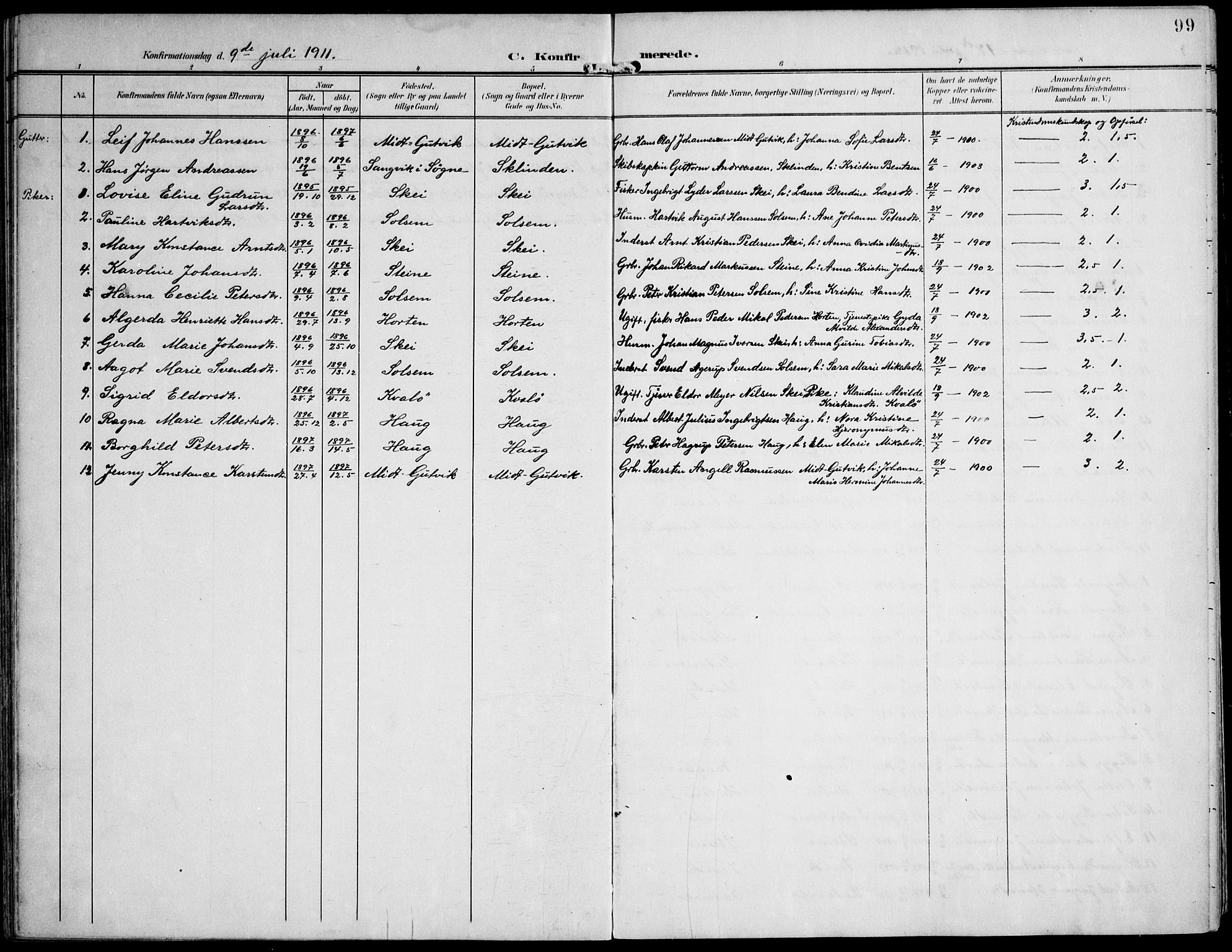 Ministerialprotokoller, klokkerbøker og fødselsregistre - Nord-Trøndelag, AV/SAT-A-1458/788/L0698: Ministerialbok nr. 788A05, 1902-1921, s. 99