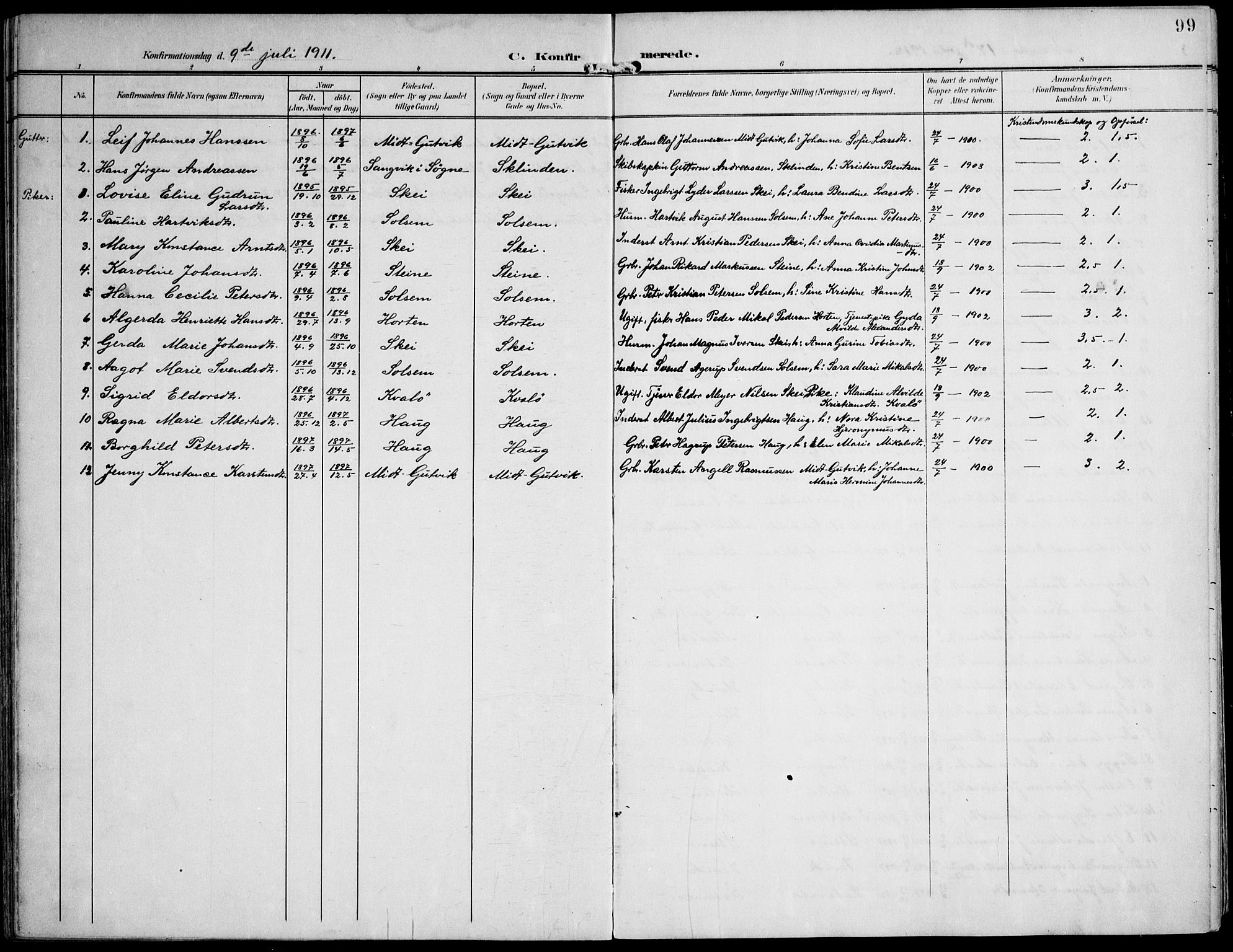 Ministerialprotokoller, klokkerbøker og fødselsregistre - Nord-Trøndelag, SAT/A-1458/788/L0698: Ministerialbok nr. 788A05, 1902-1921, s. 99