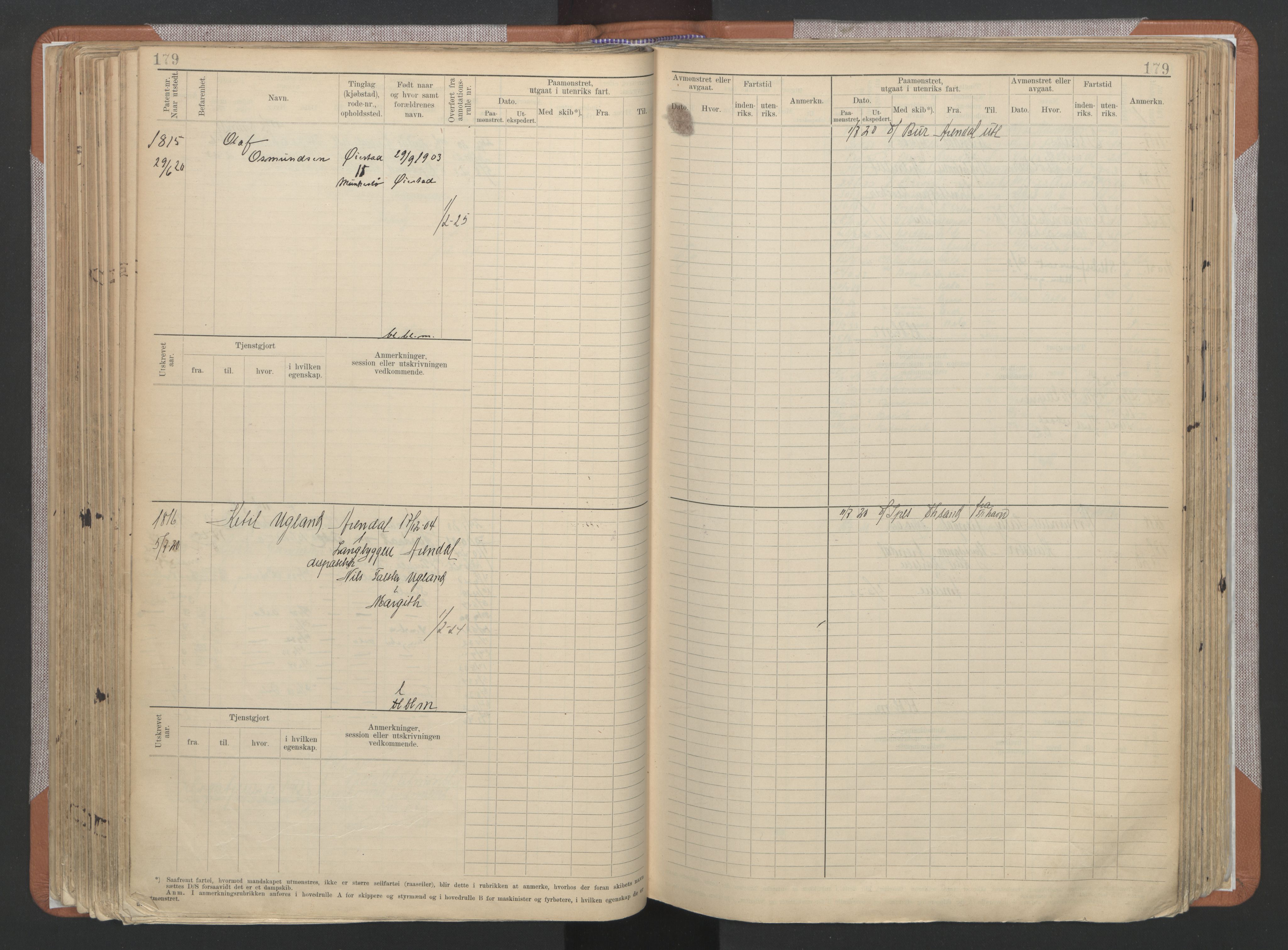 Arendal mønstringskrets, AV/SAK-2031-0012/F/Fb/L0022: Hovedrulle A nr 1466-2242, S-20, 1914-1930, s. 187