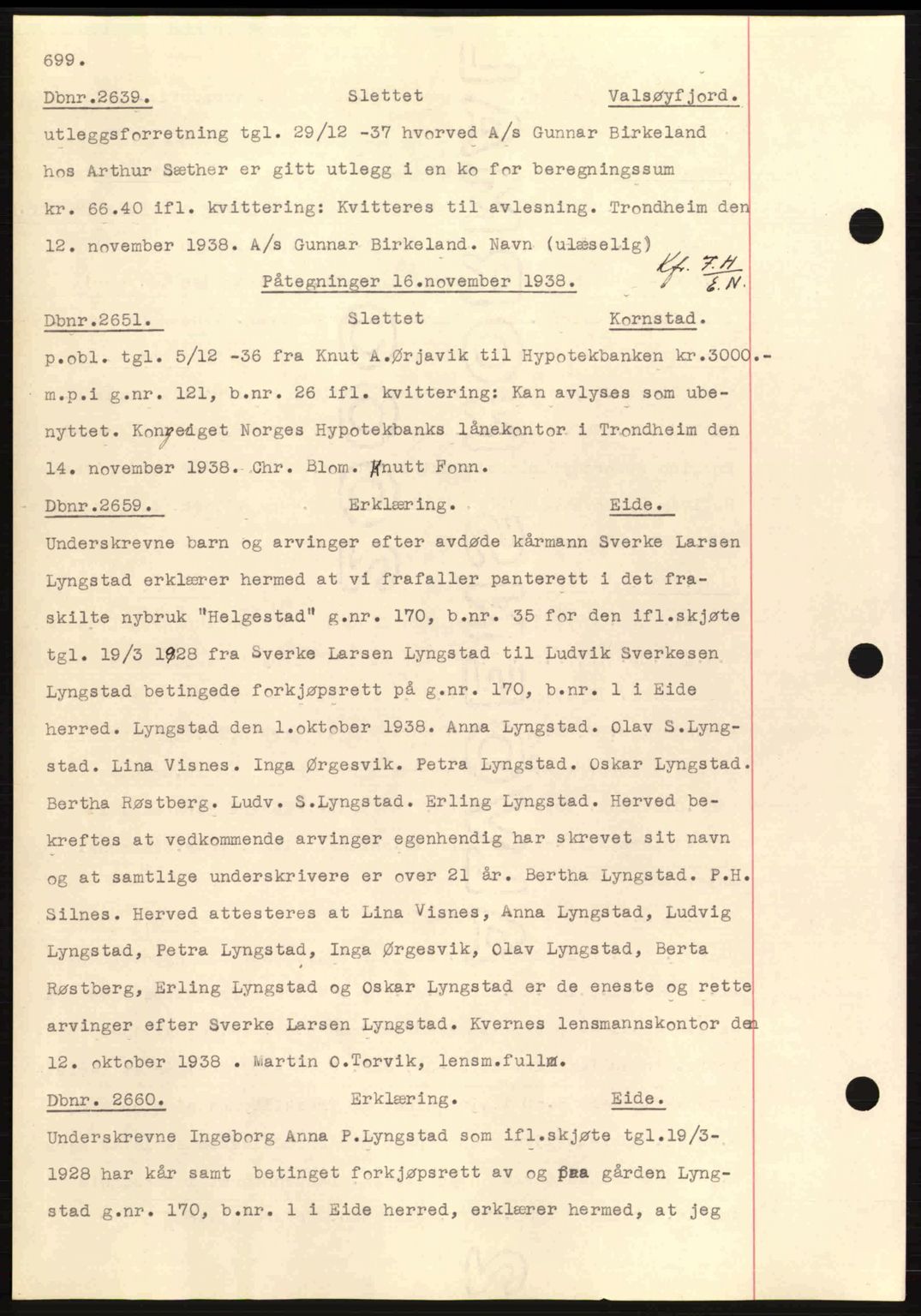 Nordmøre sorenskriveri, SAT/A-4132/1/2/2Ca: Pantebok nr. C80, 1936-1939, Dagboknr: 2639/1938