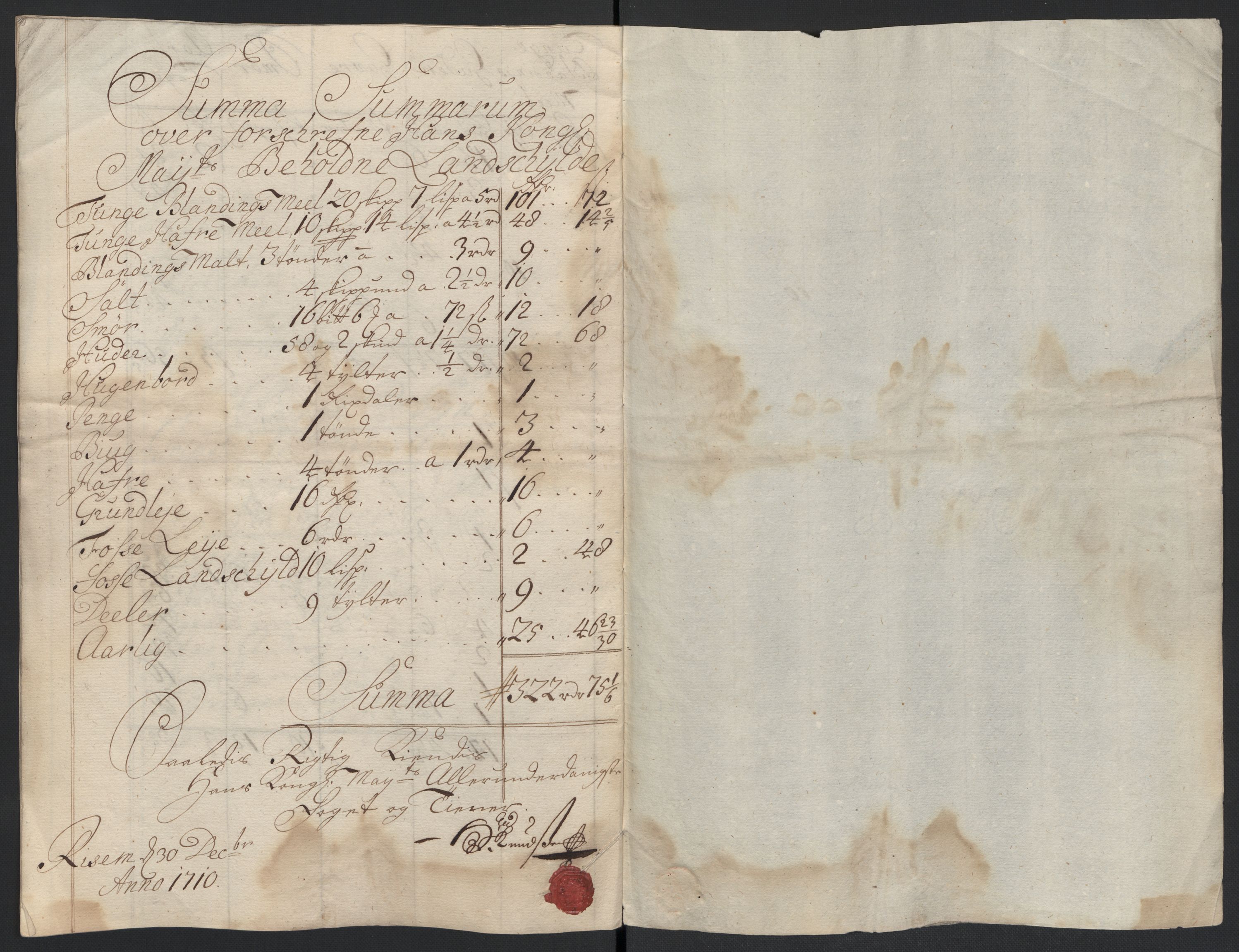 Rentekammeret inntil 1814, Reviderte regnskaper, Fogderegnskap, AV/RA-EA-4092/R04/L0135: Fogderegnskap Moss, Onsøy, Tune, Veme og Åbygge, 1709-1710, s. 274