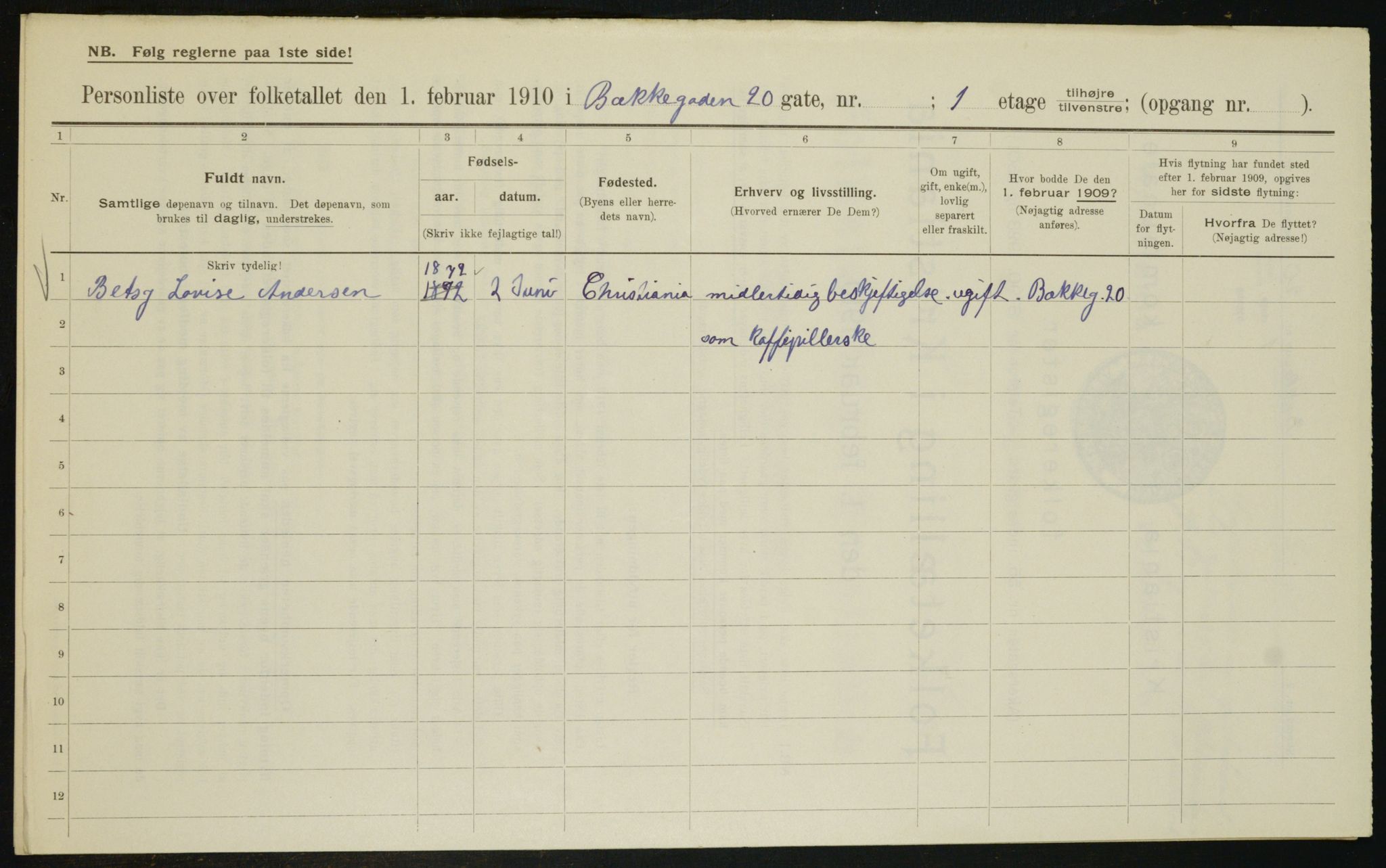 OBA, Kommunal folketelling 1.2.1910 for Kristiania, 1910, s. 10656