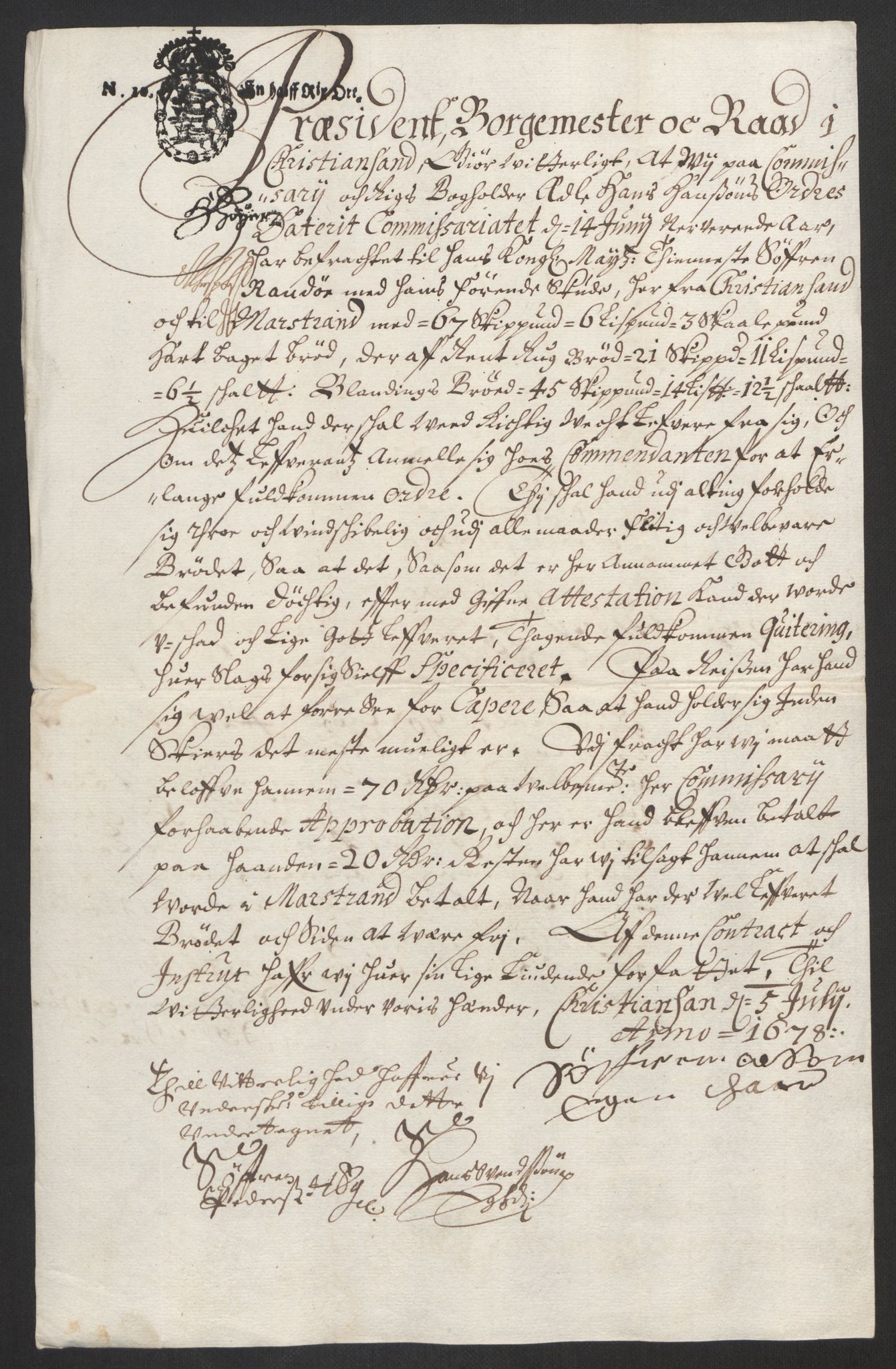 Rentekammeret inntil 1814, Reviderte regnskaper, Byregnskaper, AV/RA-EA-4066/R/Rm/L0258: [M1] Kontribusjonsregnskap, 1664-1700, s. 360