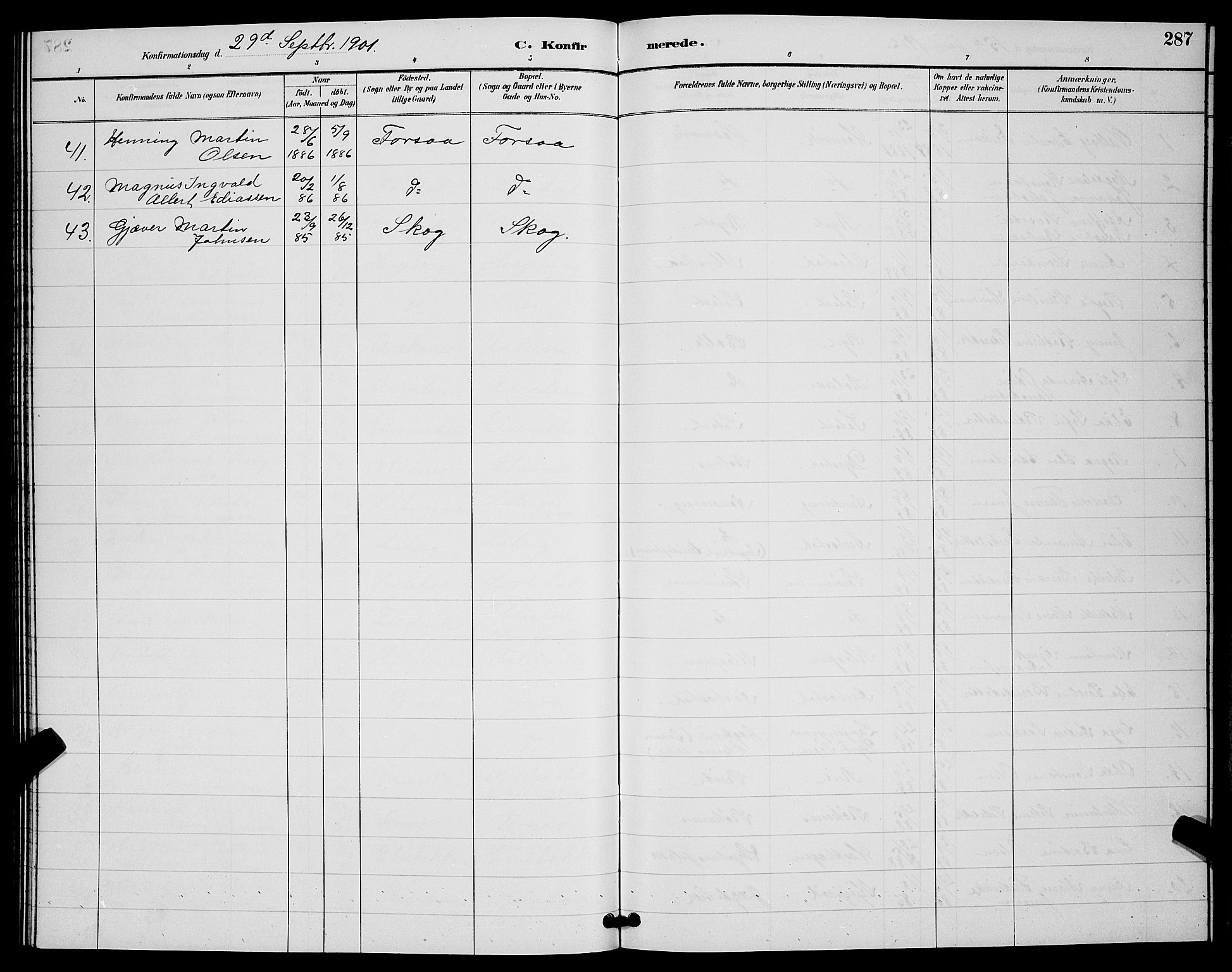 Ibestad sokneprestembete, AV/SATØ-S-0077/H/Ha/Hab/L0008klokker: Klokkerbok nr. 8, 1890-1903, s. 287