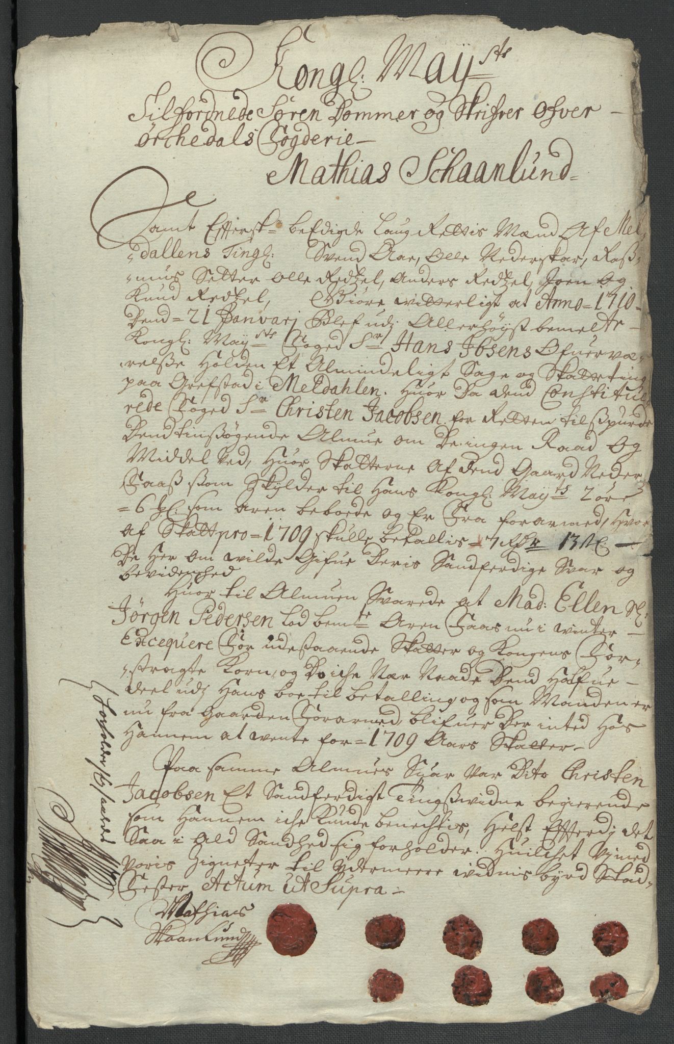 Rentekammeret inntil 1814, Reviderte regnskaper, Fogderegnskap, RA/EA-4092/R60/L3959: Fogderegnskap Orkdal og Gauldal, 1709, s. 364