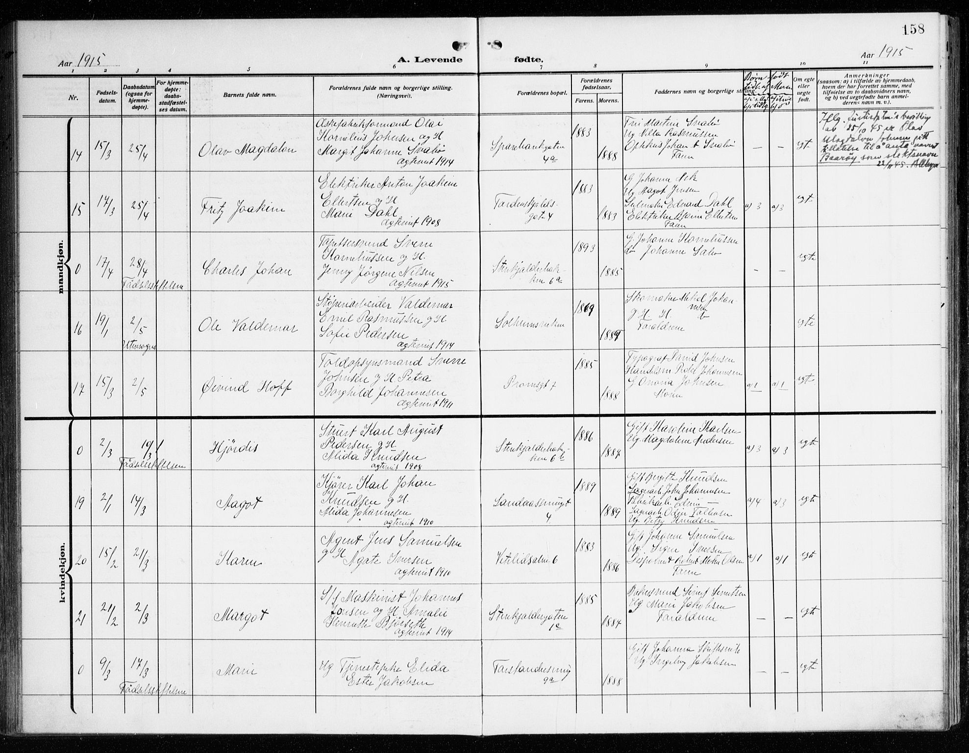 Korskirken sokneprestembete, AV/SAB-A-76101/H/Haa: Ministerialbok nr. B 10, 1909-1923, s. 158