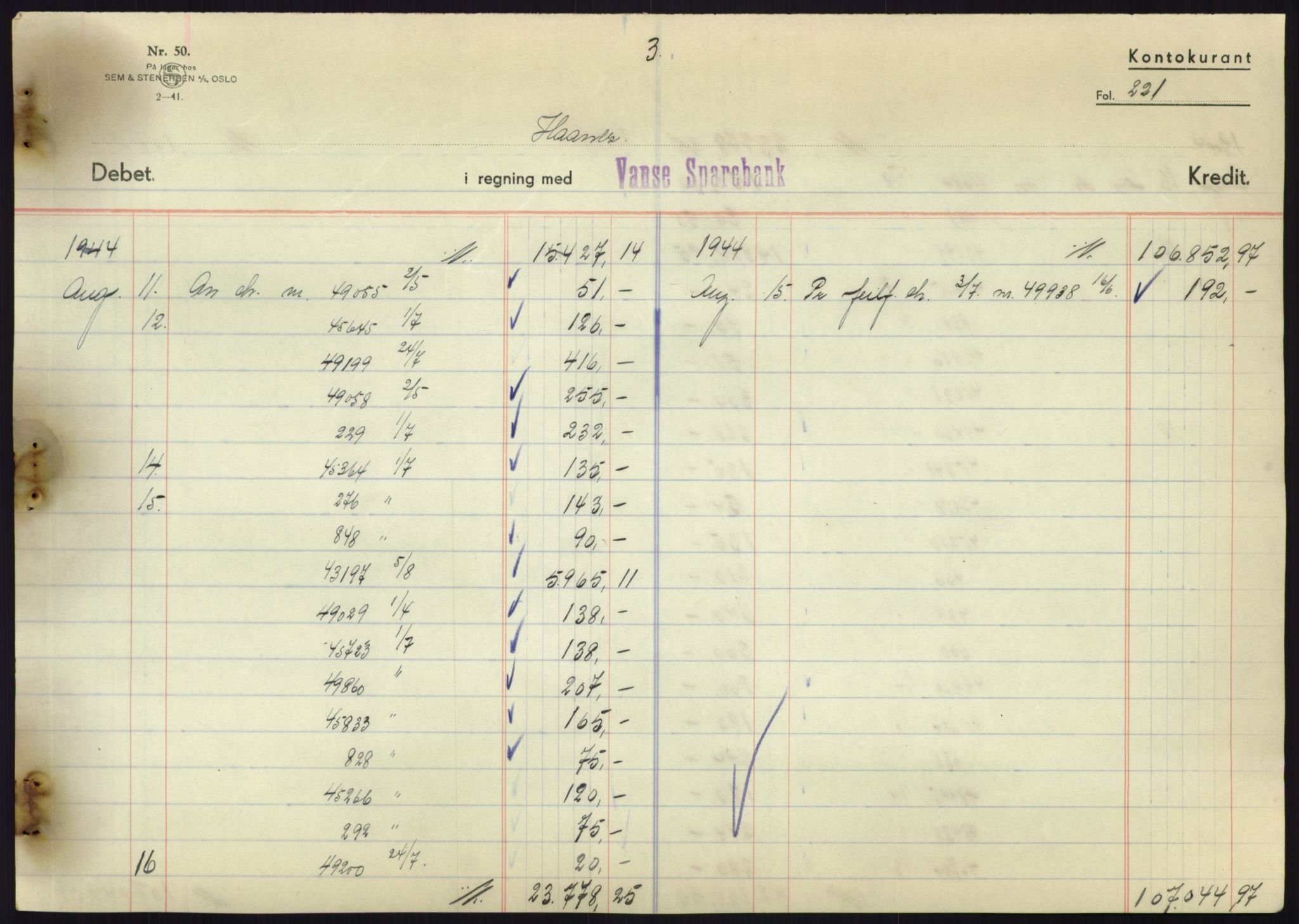 Forsvarsdepartementet, 10. kontor / Oppgjørskontoret, AV/RA-RAFA-1225/D/Db/L0180: Lista oppgjørskontor, 1942-1952, s. 2185