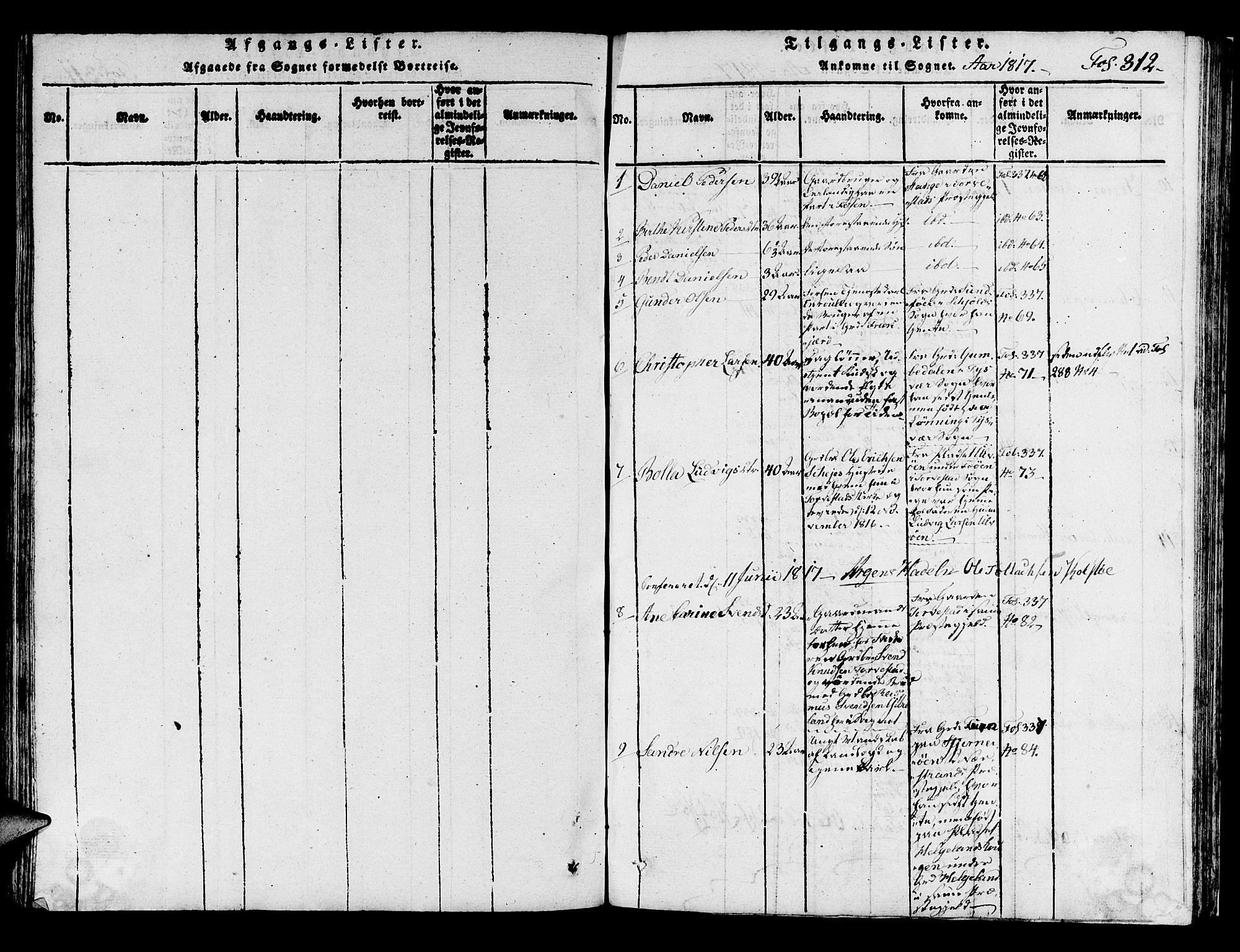 Avaldsnes sokneprestkontor, AV/SAST-A -101851/H/Ha/Haa/L0004: Ministerialbok nr. A 4, 1816-1825, s. 312