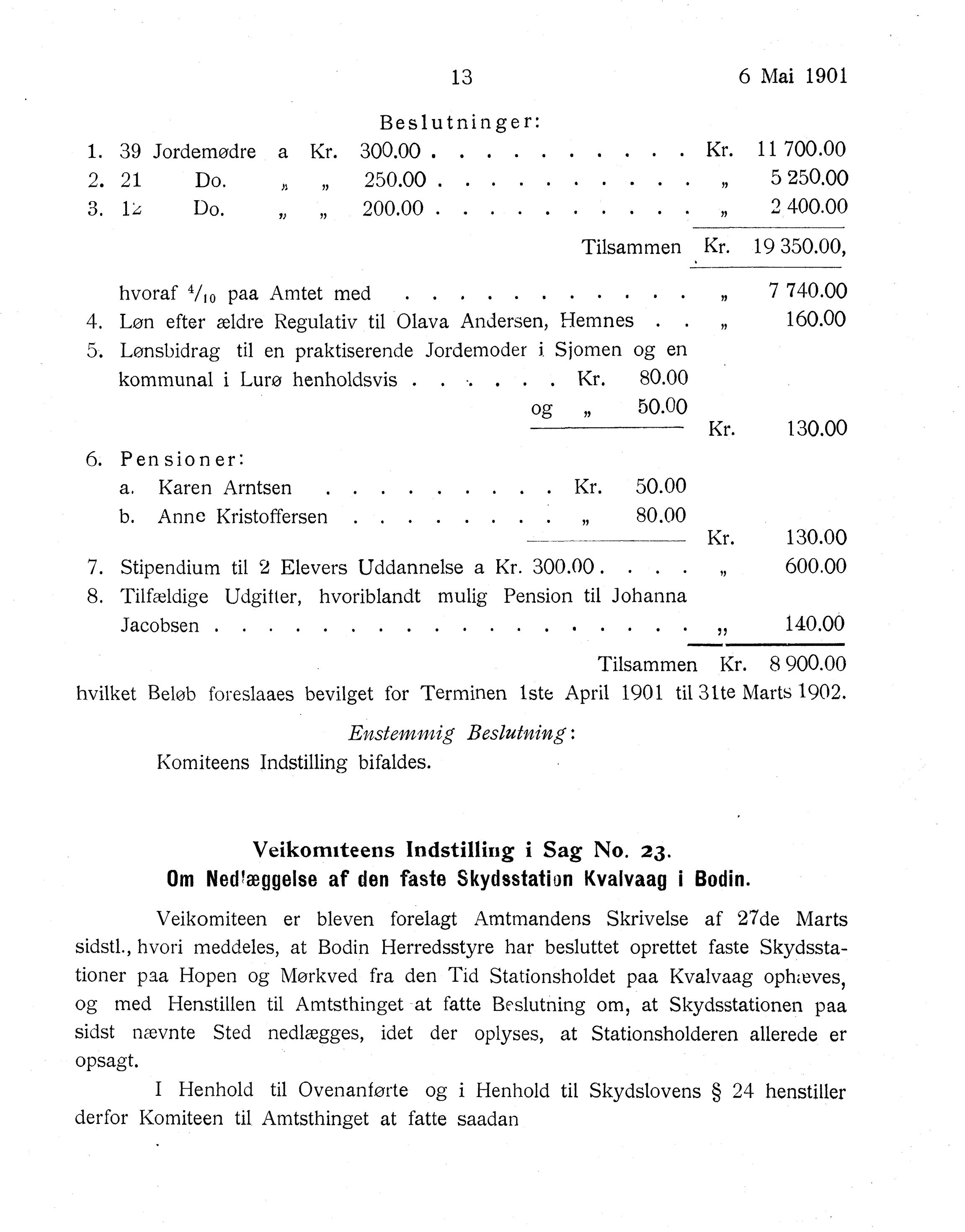 Nordland Fylkeskommune. Fylkestinget, AIN/NFK-17/176/A/Ac/L0024: Fylkestingsforhandlinger 1901, 1901