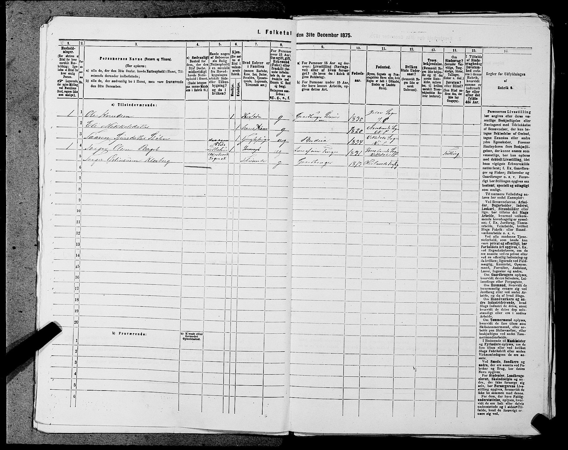 SAST, Folketelling 1875 for 1157P Vikedal prestegjeld, 1875, s. 945