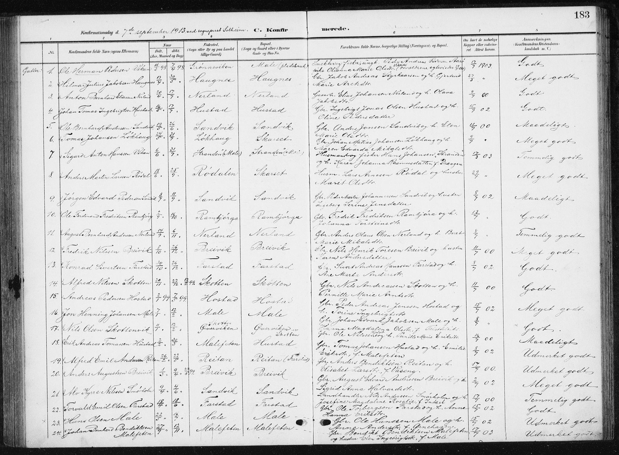 Ministerialprotokoller, klokkerbøker og fødselsregistre - Møre og Romsdal, SAT/A-1454/567/L0784: Klokkerbok nr. 567C04, 1903-1938, s. 183