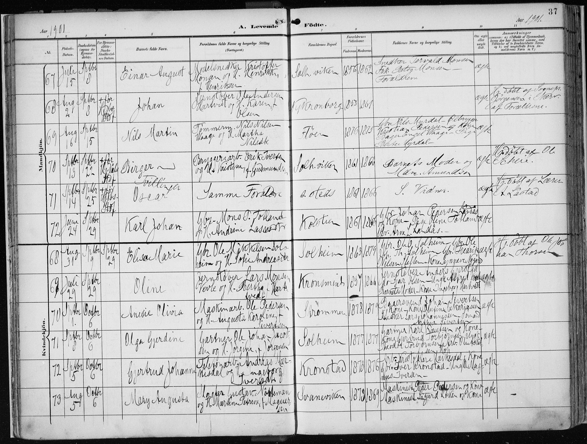 Årstad Sokneprestembete, AV/SAB-A-79301/H/Haa/L0002: Ministerialbok nr. A 2, 1899-1914, s. 37