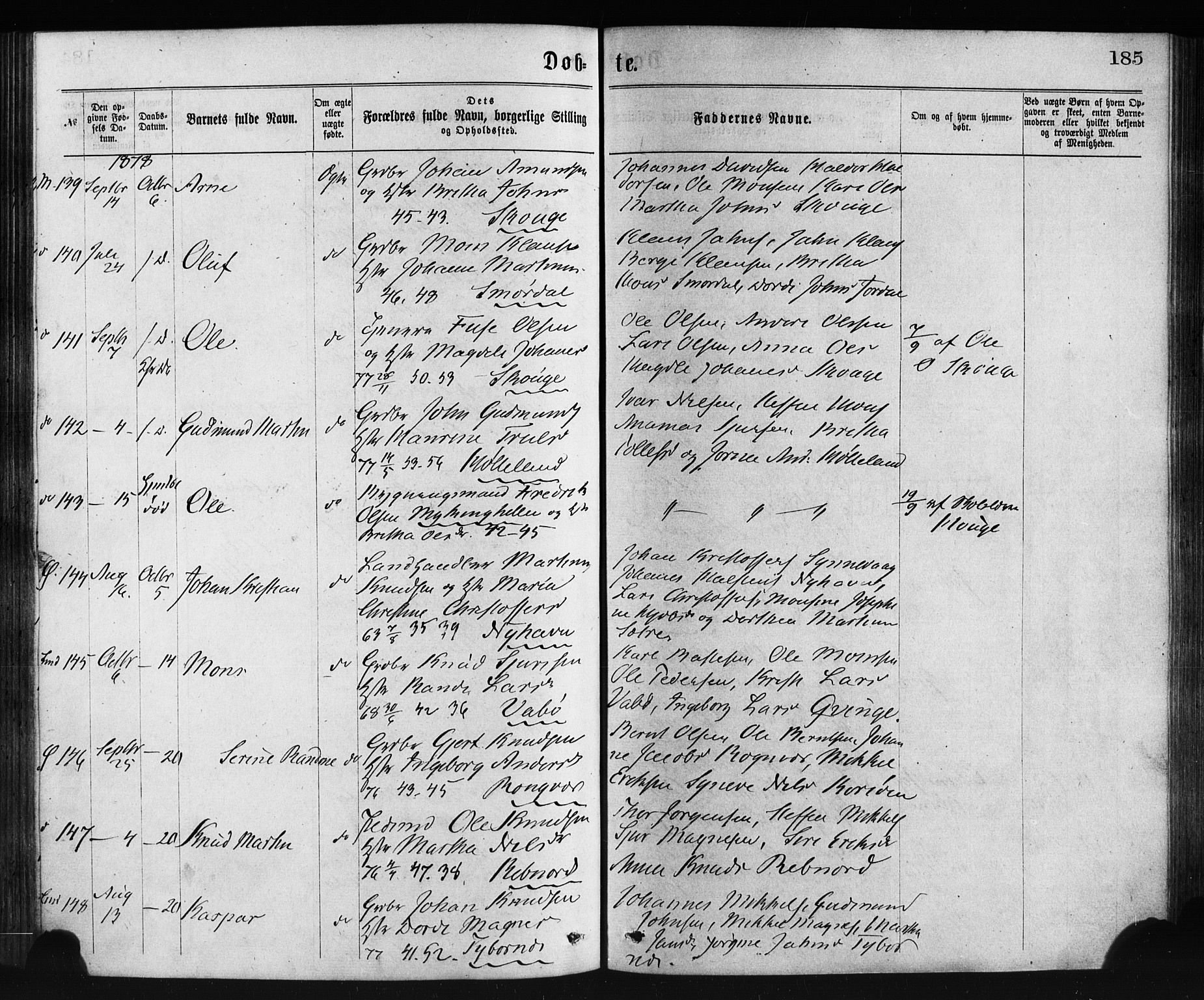 Lindås Sokneprestembete, AV/SAB-A-76701/H/Haa/Haaa/L0018: Ministerialbok nr. A 18, 1869-1885, s. 185