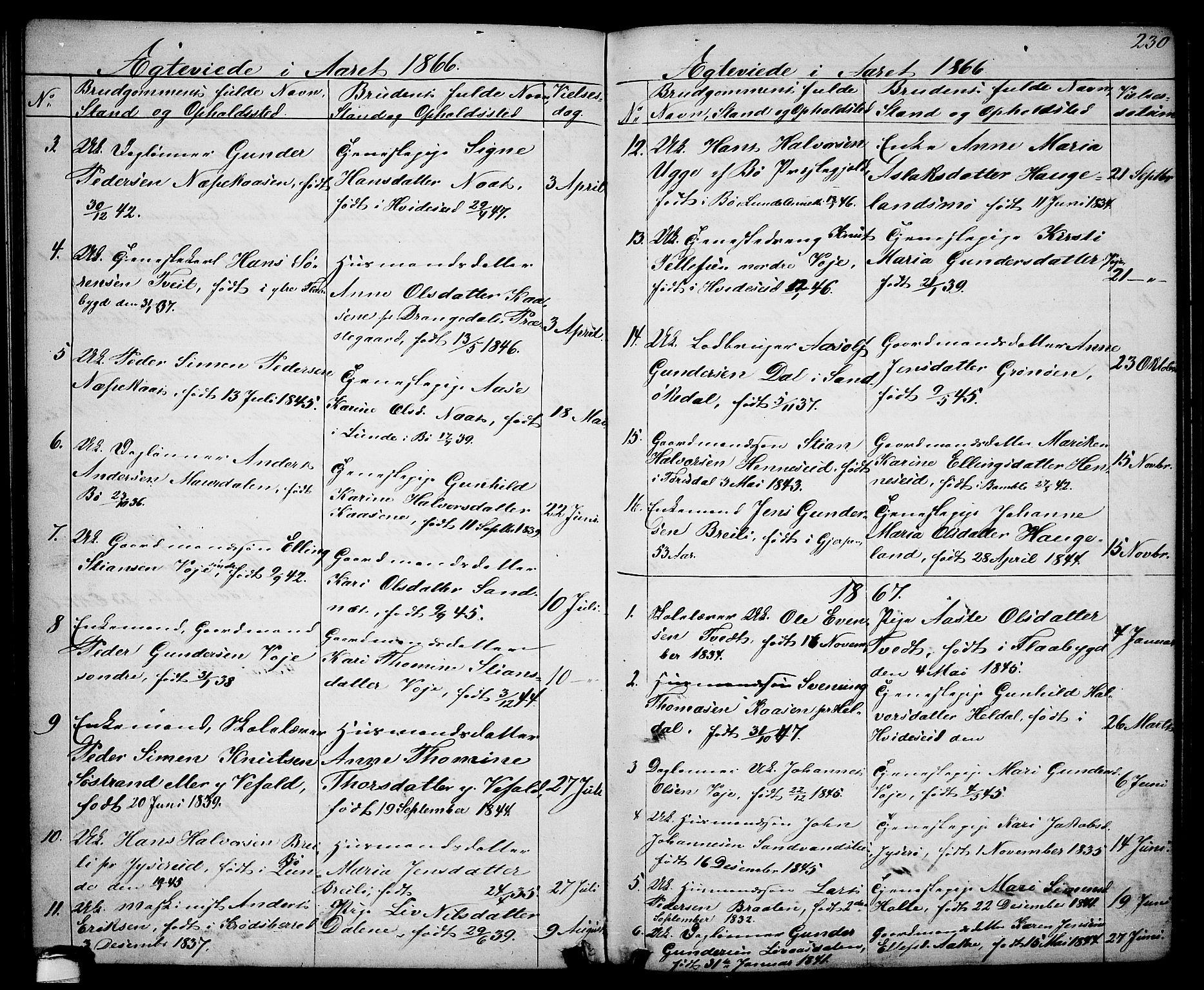 Drangedal kirkebøker, AV/SAKO-A-258/G/Ga/L0002: Klokkerbok nr. I 2, 1856-1887, s. 230