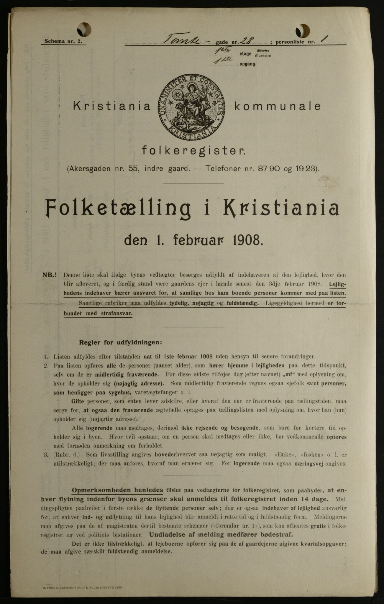 OBA, Kommunal folketelling 1.2.1908 for Kristiania kjøpstad, 1908, s. 102243