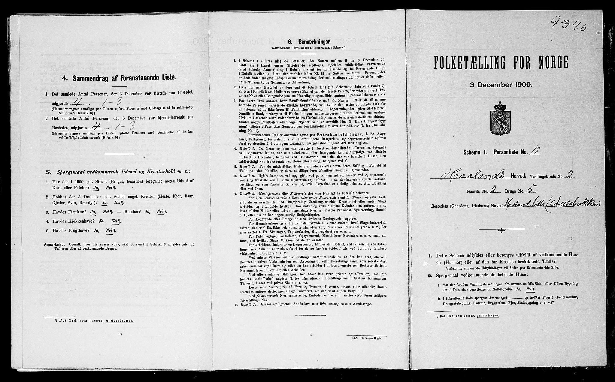 SAST, Folketelling 1900 for 1124 Haaland herred, 1900, s. 405