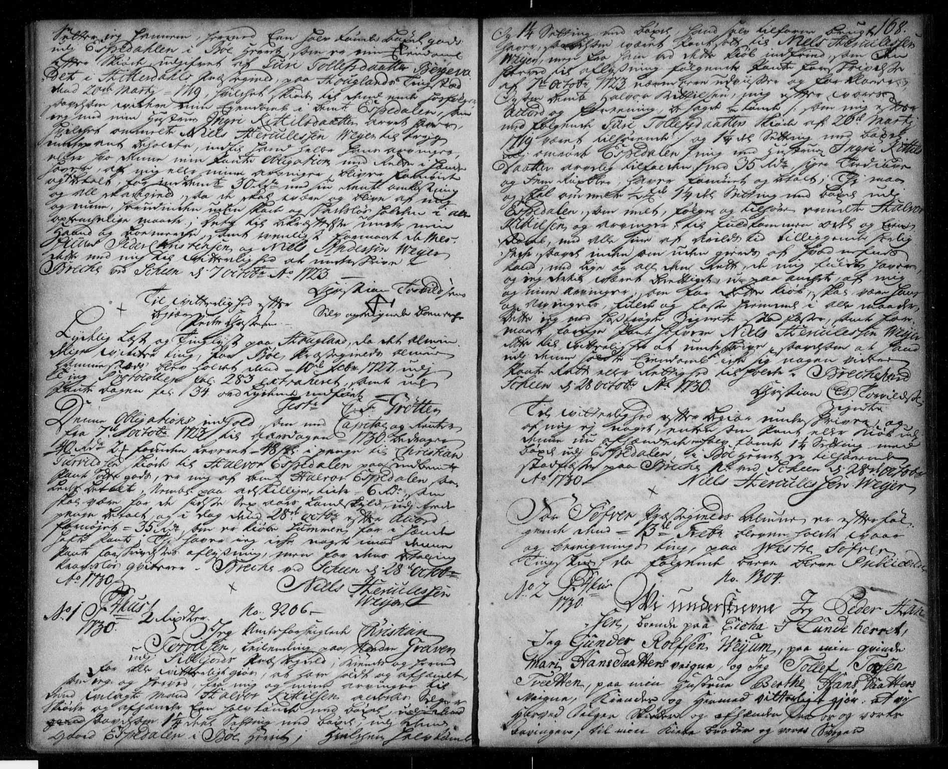 Nedre Telemark sorenskriveri, AV/SAKO-A-135/G/Ga/Gaa/L0001f: Pantebok nr. F, 1726-1732, s. 168