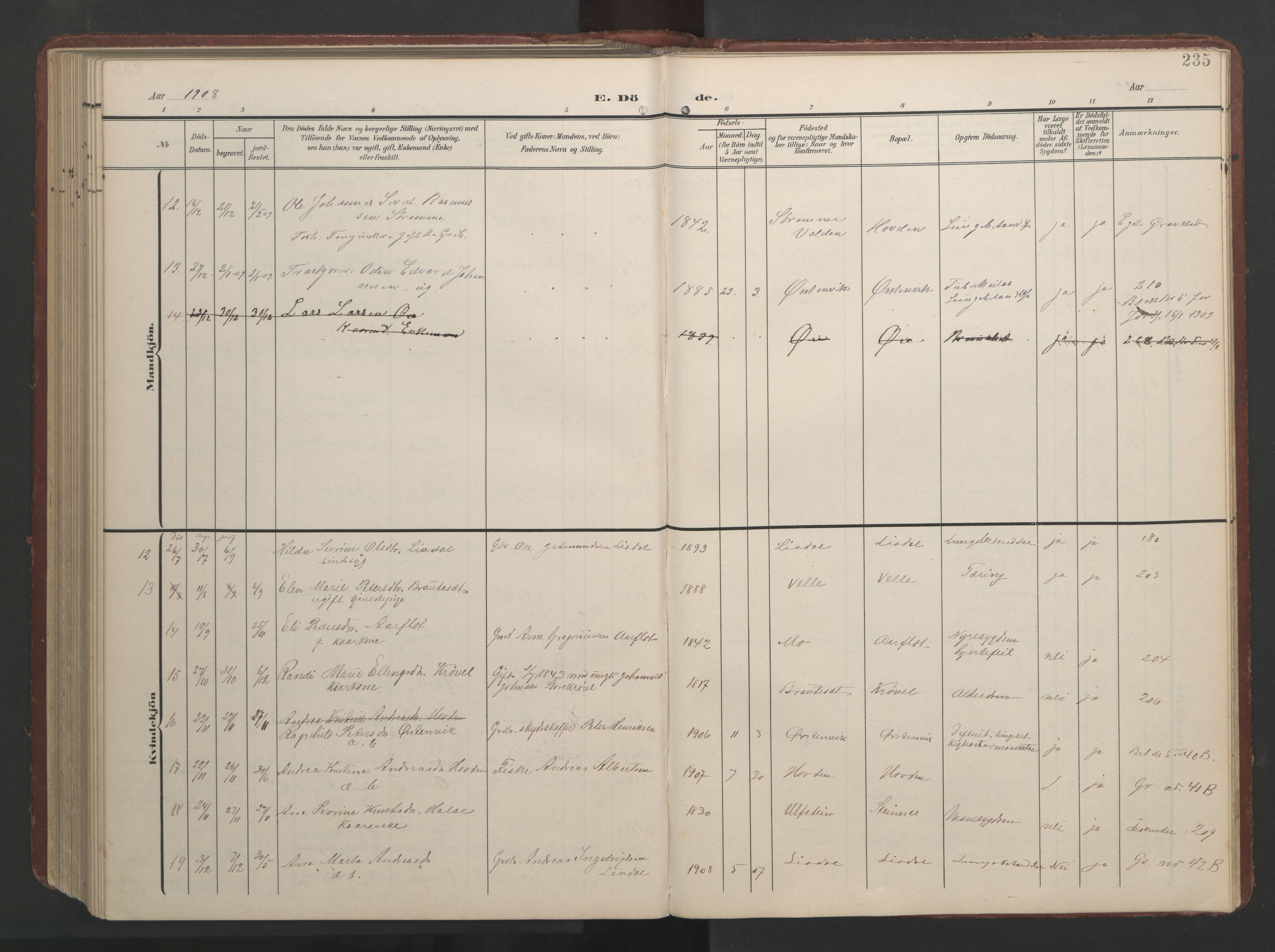 Ministerialprotokoller, klokkerbøker og fødselsregistre - Møre og Romsdal, AV/SAT-A-1454/513/L0190: Klokkerbok nr. 513C04, 1904-1926, s. 235