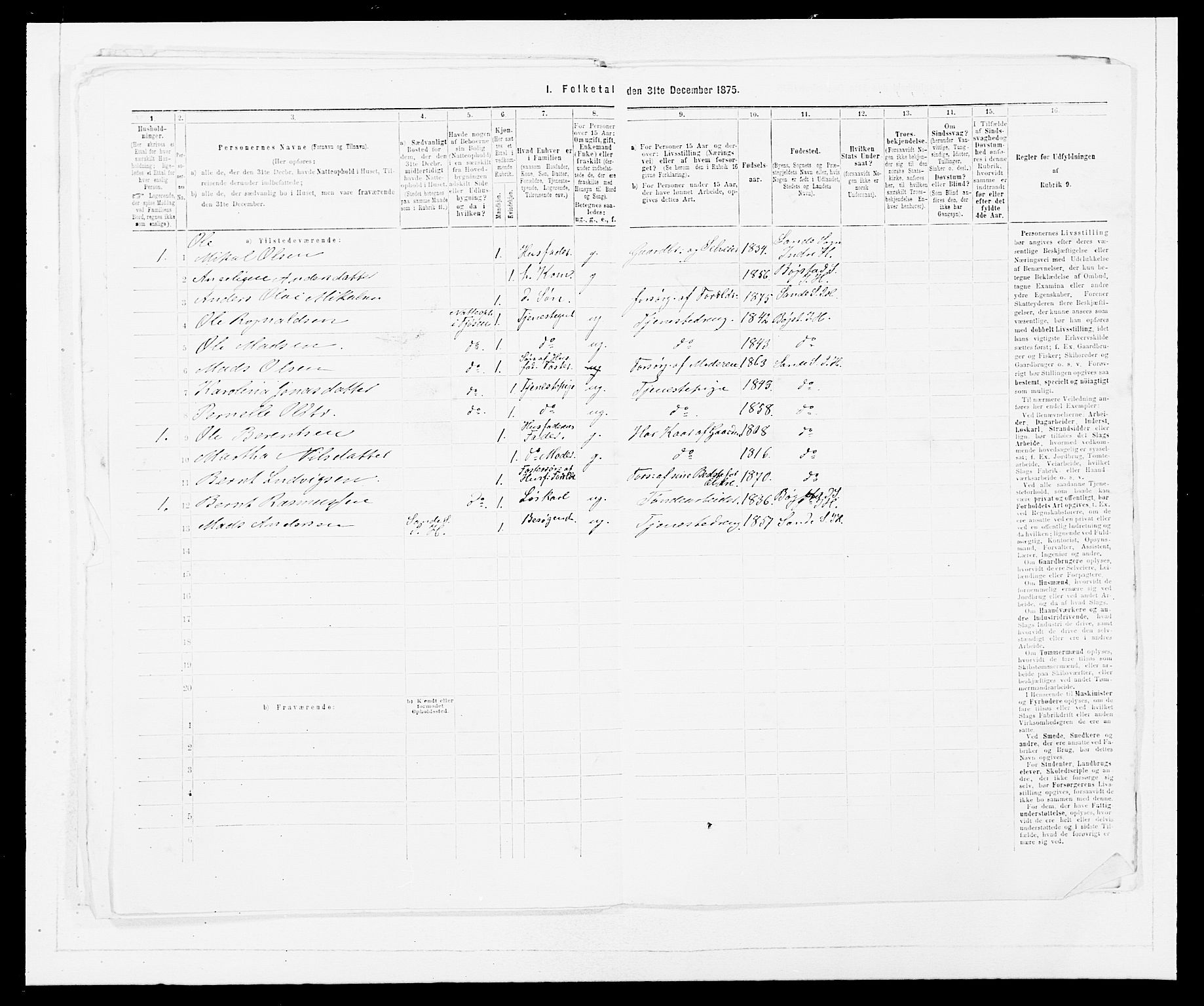 SAB, Folketelling 1875 for 1430P Indre Holmedal prestegjeld, 1875, s. 315