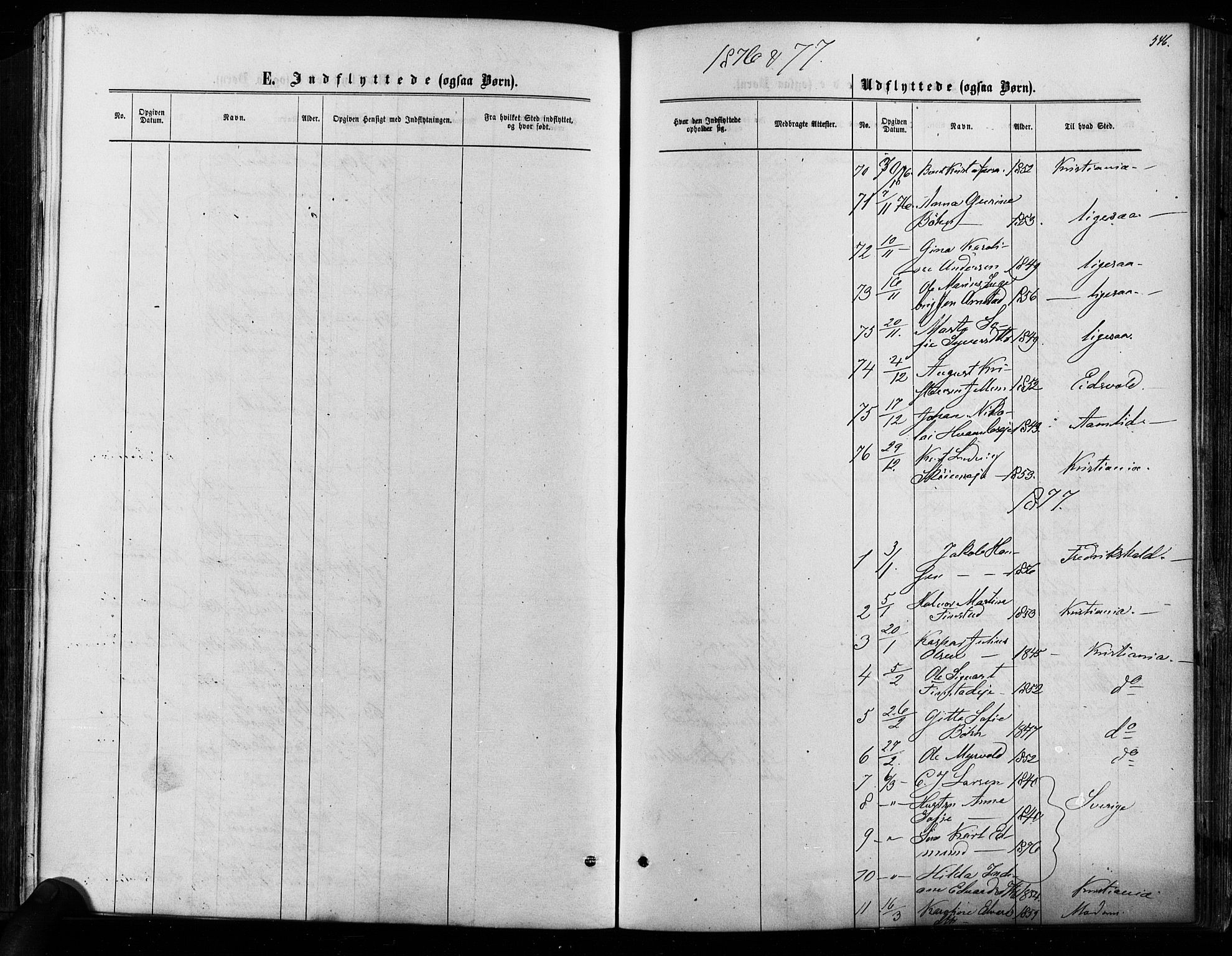 Nes prestekontor Kirkebøker, SAO/A-10410/F/Fa/L0009: Ministerialbok nr. I 9, 1875-1882, s. 546