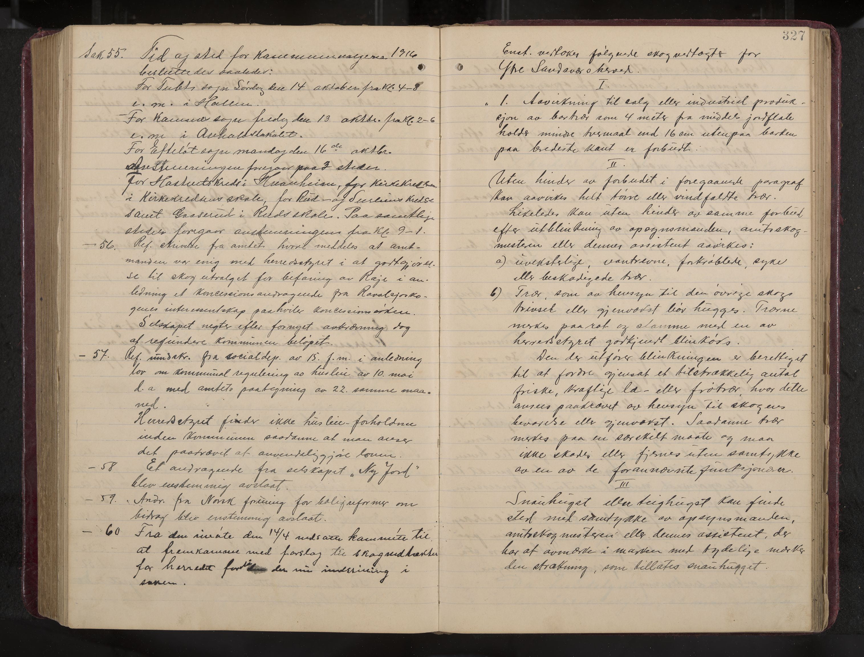 Ytre Sandsvær formannskap og sentraladministrasjon, IKAK/0629021/A/Aa/L0001: Møtebok med register, 1902-1919, s. 327