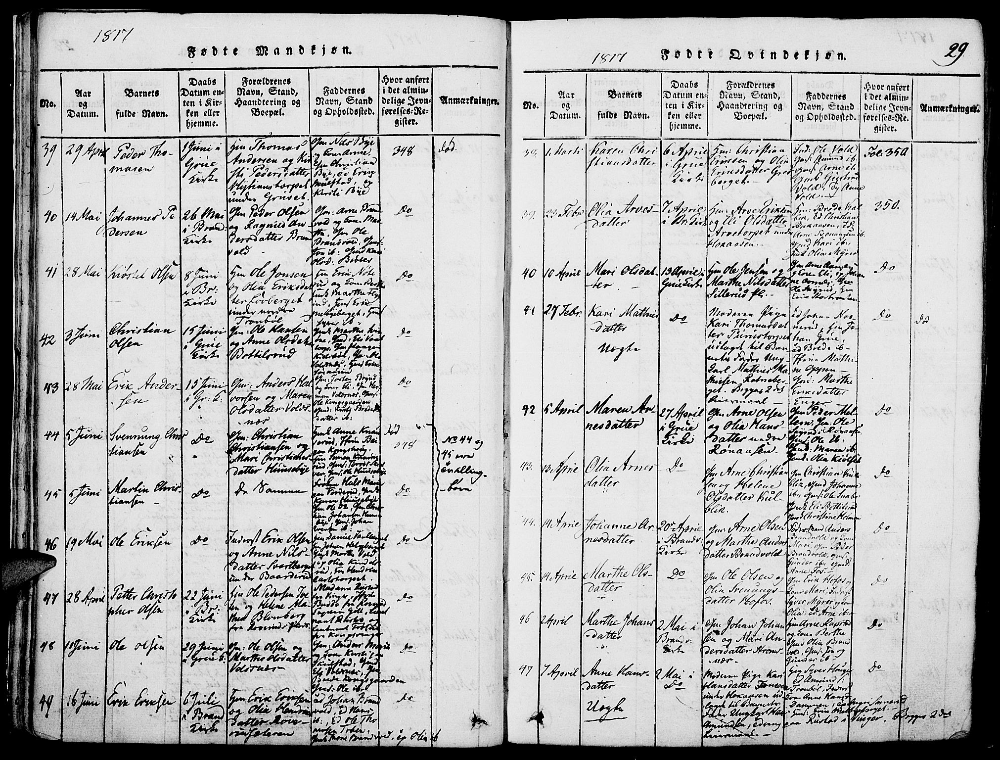 Grue prestekontor, SAH/PREST-036/H/Ha/Haa/L0006: Ministerialbok nr. 6, 1814-1830, s. 29