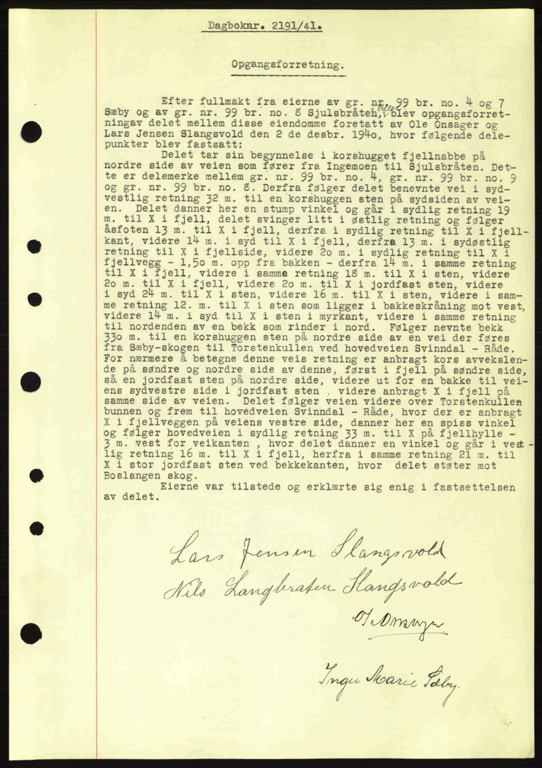Moss sorenskriveri, SAO/A-10168: Pantebok nr. A9, 1941-1942, Dagboknr: 2191/1941