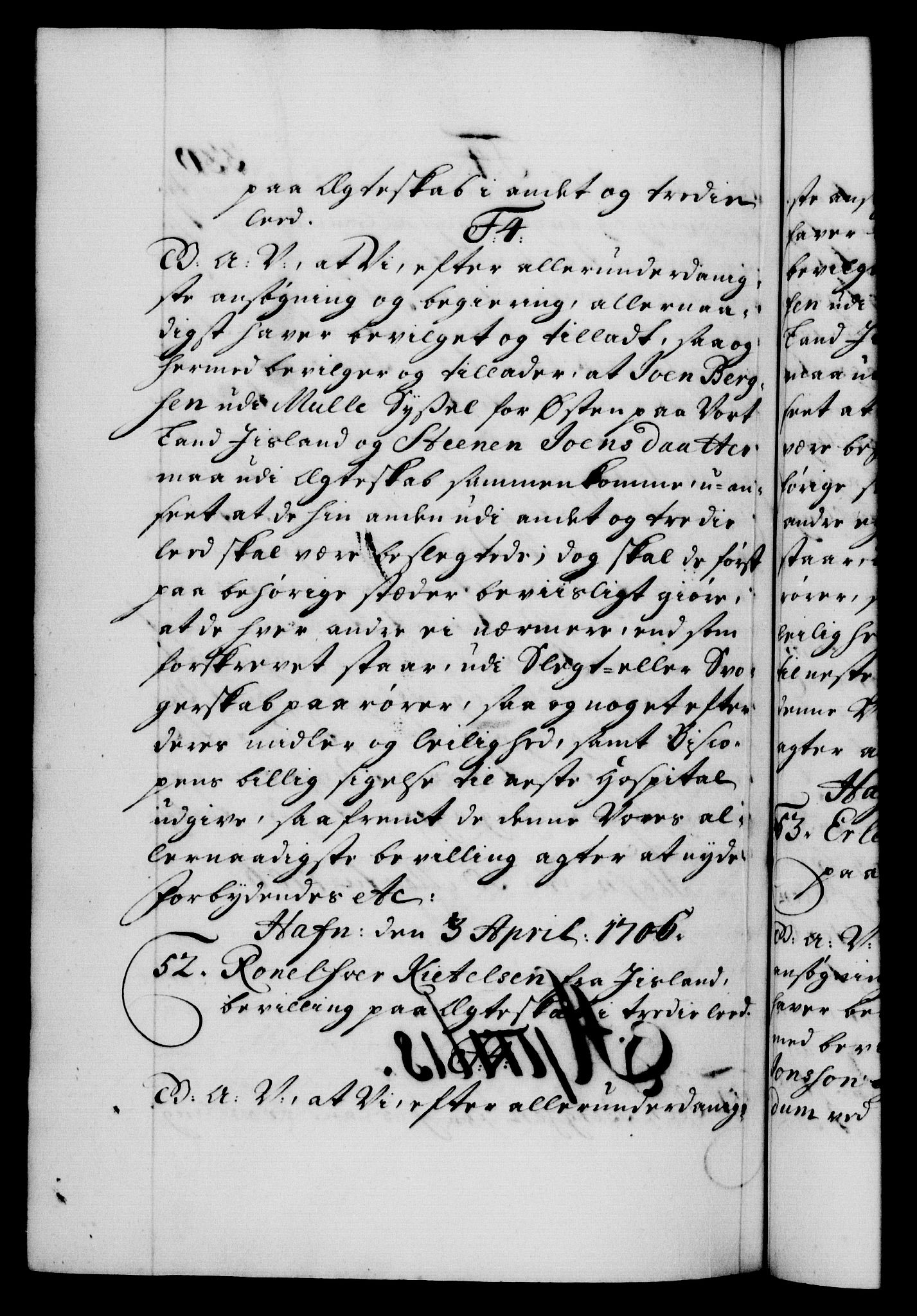 Danske Kanselli 1572-1799, AV/RA-EA-3023/F/Fc/Fca/Fcaa/L0019: Norske registre, 1704-1707, s. 330b
