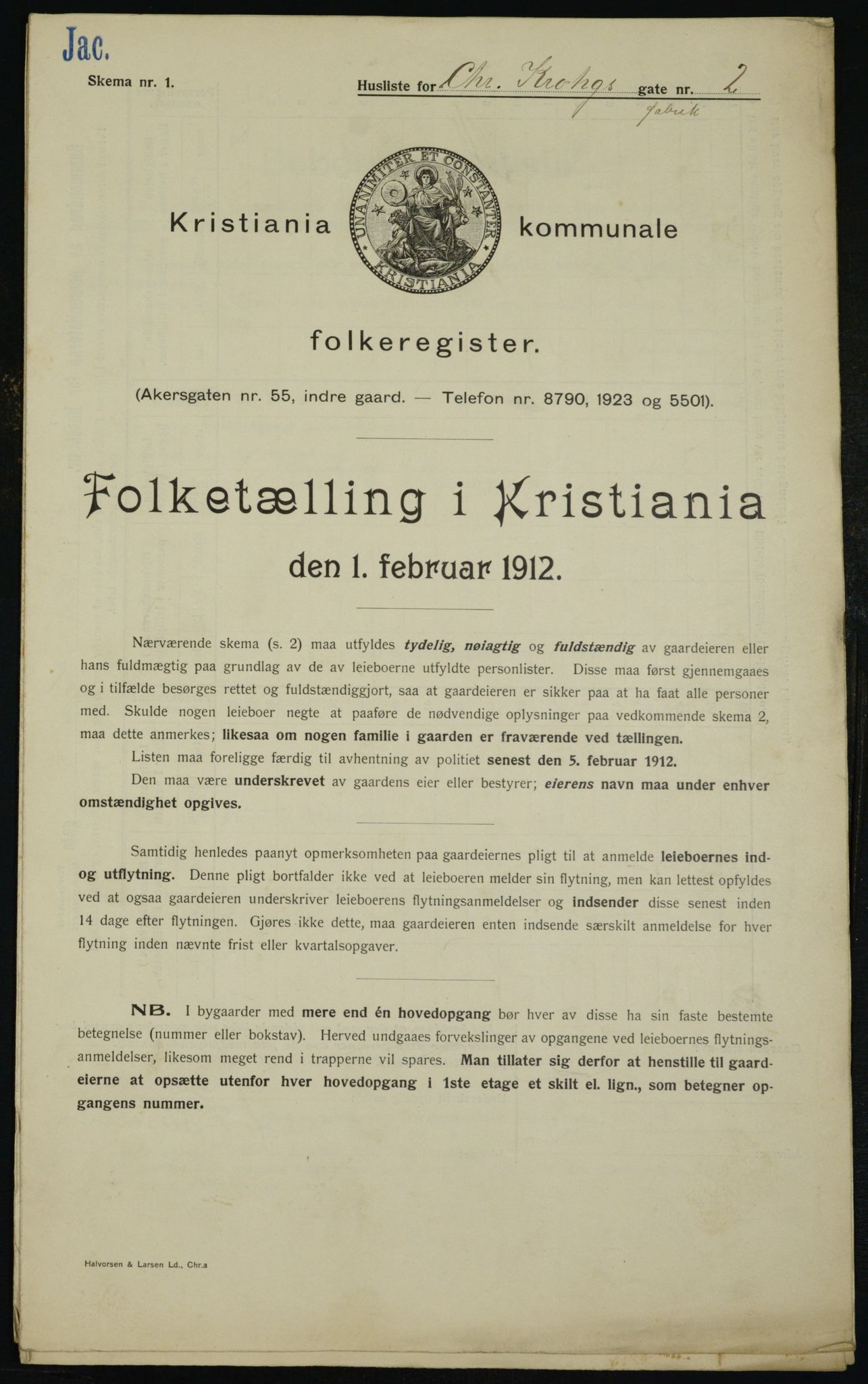 OBA, Kommunal folketelling 1.2.1912 for Kristiania, 1912, s. 11648