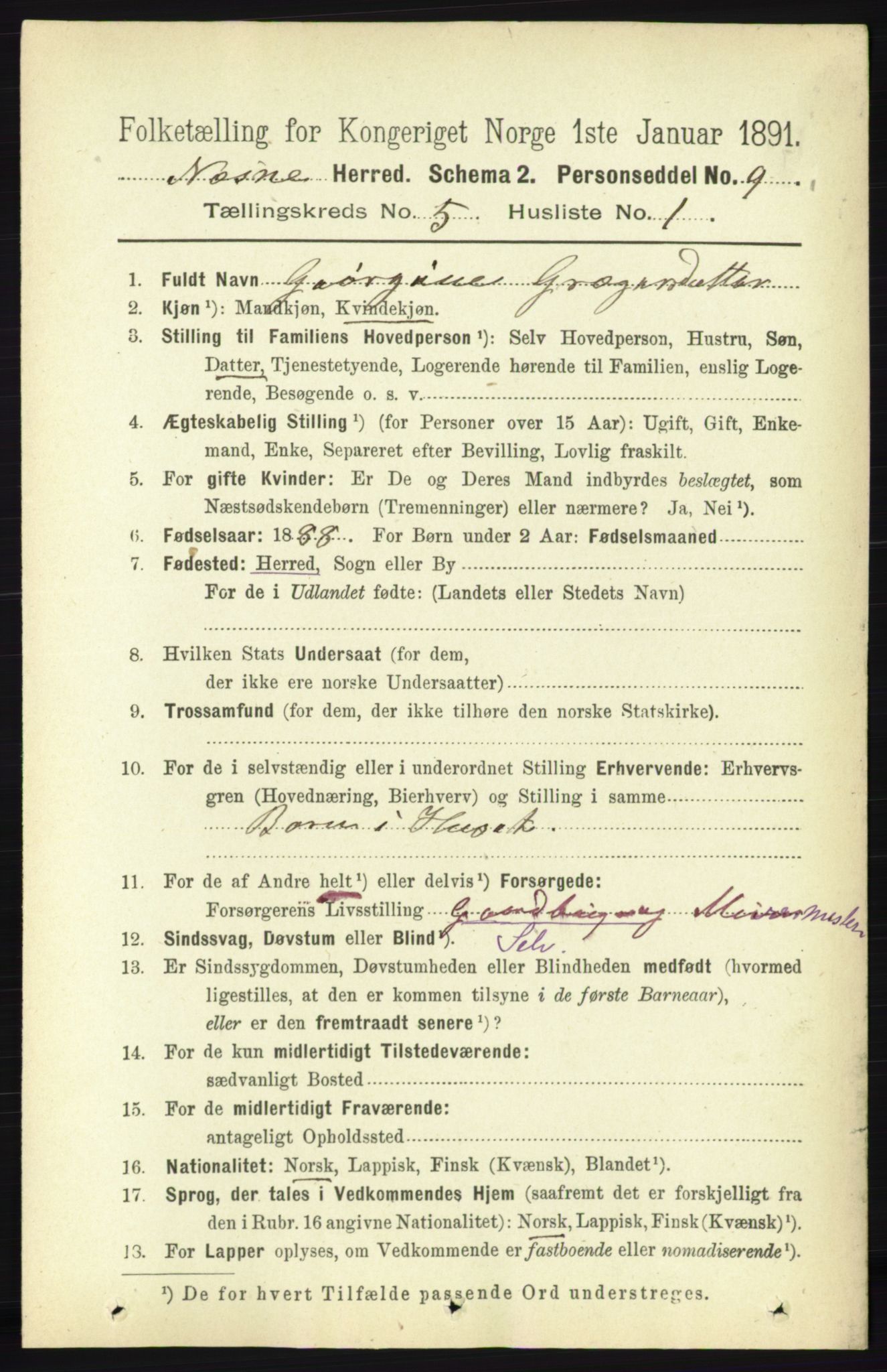 RA, Folketelling 1891 for 1828 Nesna herred, 1891, s. 2788