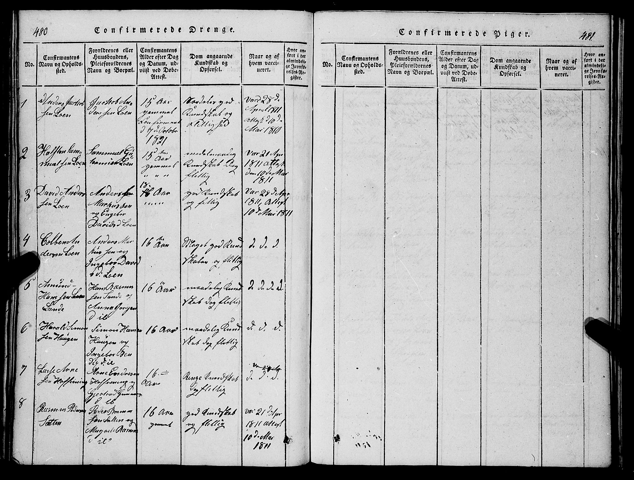 Stryn Sokneprestembete, AV/SAB-A-82501: Klokkerbok nr. C 1, 1801-1845, s. 480-481