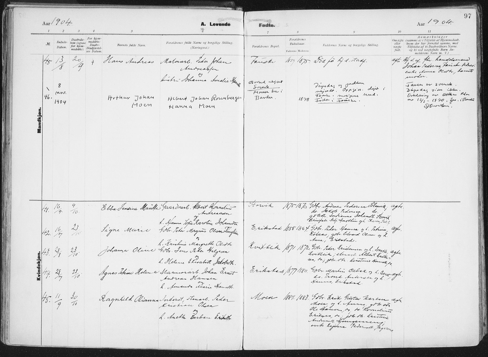 Ministerialprotokoller, klokkerbøker og fødselsregistre - Nordland, AV/SAT-A-1459/849/L0696: Ministerialbok nr. 849A08, 1898-1910, s. 97