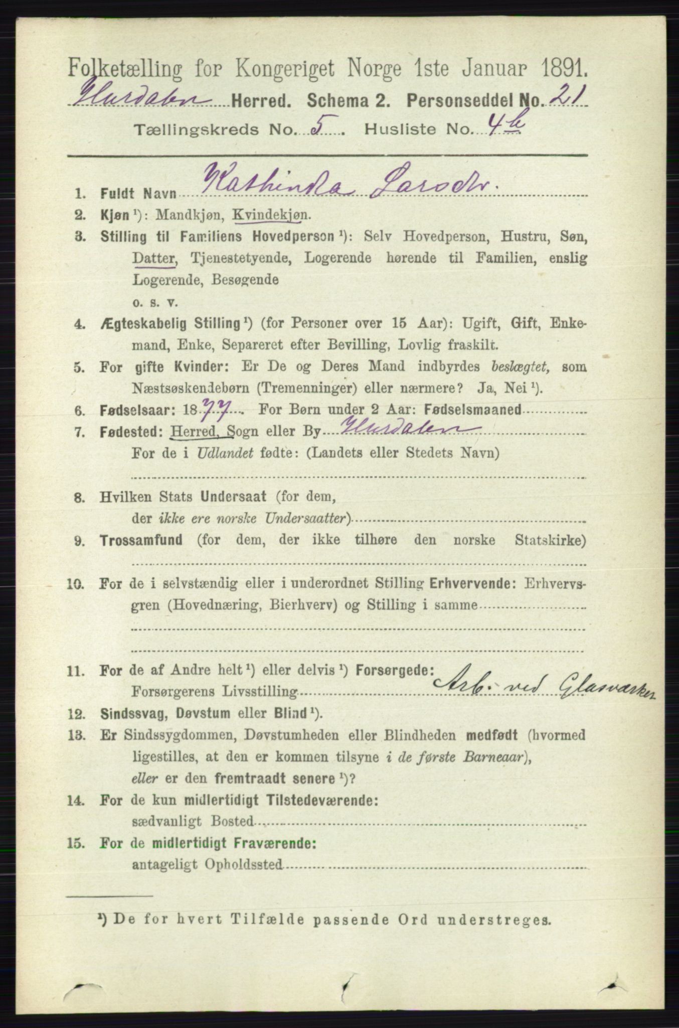RA, Folketelling 1891 for 0239 Hurdal herred, 1891, s. 2060